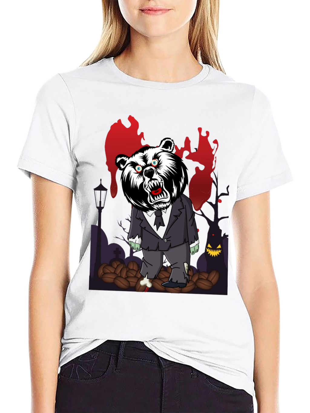 Zombie Bear T-Shirt - Spooky Halloween Design