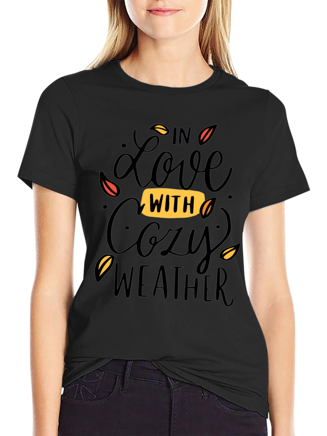 Cozy Weather Graphic Tee - Soft Black T-Shirt