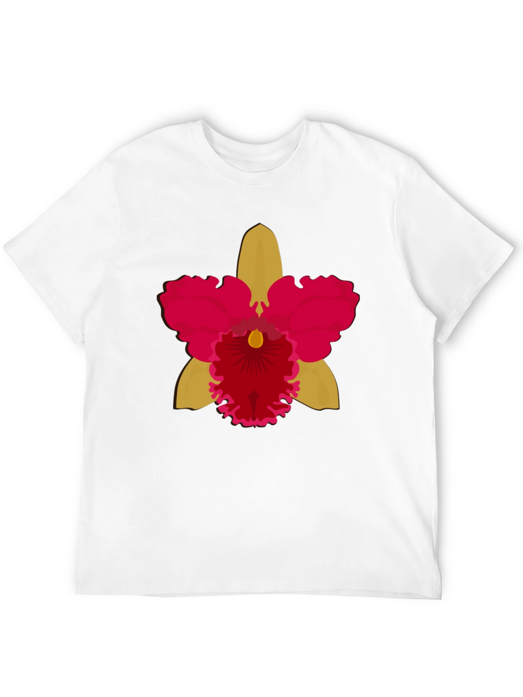 Black T-shirt with Bold Orchid Flower Design
