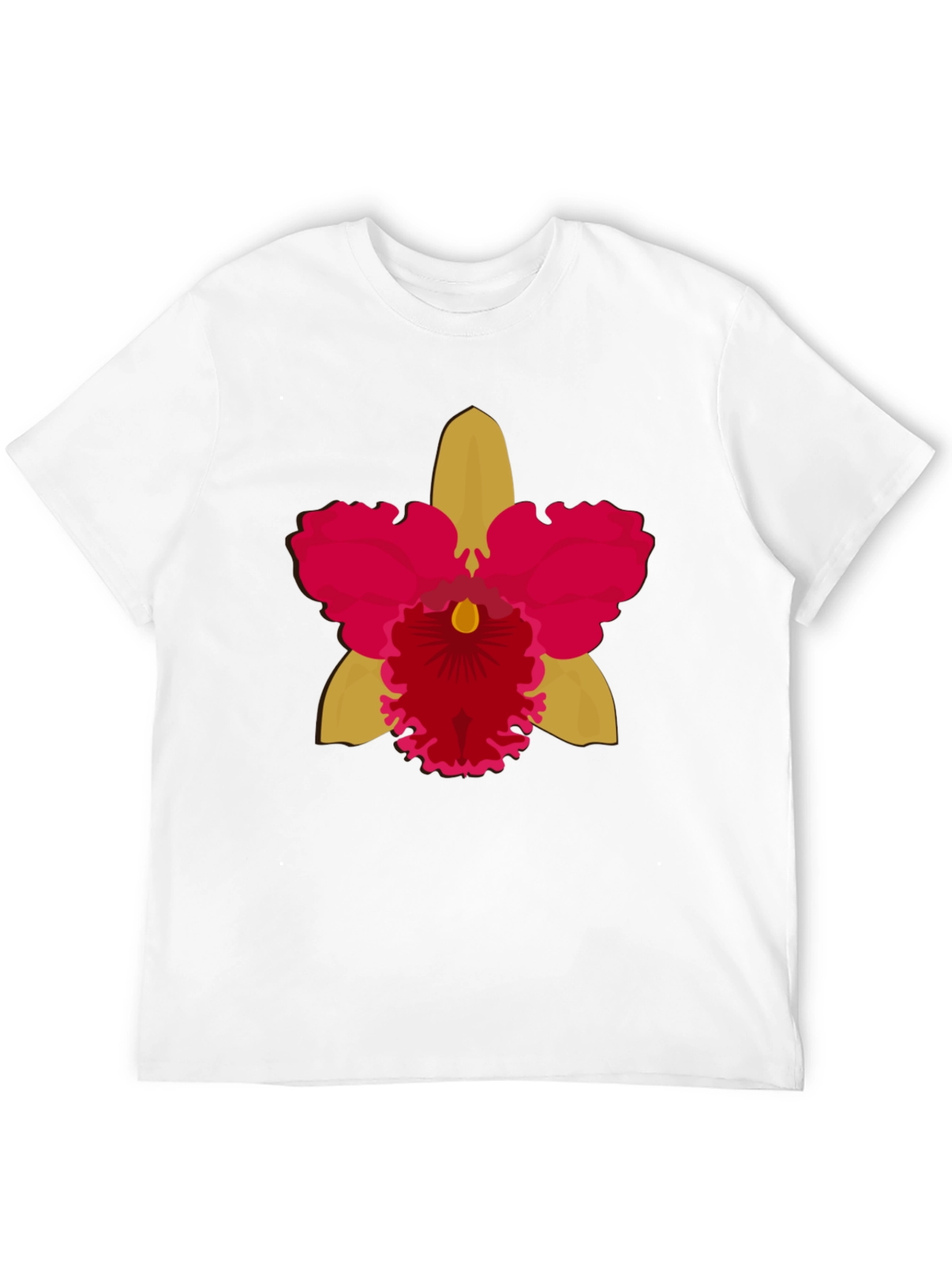 Black T-shirt with Bold Orchid Flower Design