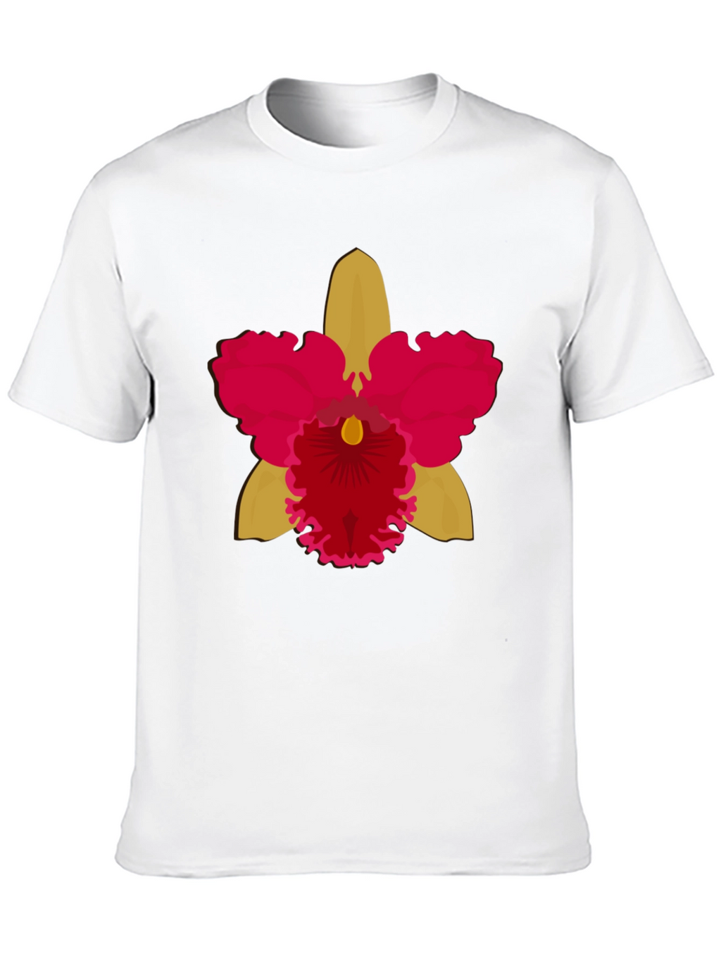 Black T-shirt with Bold Orchid Flower Design