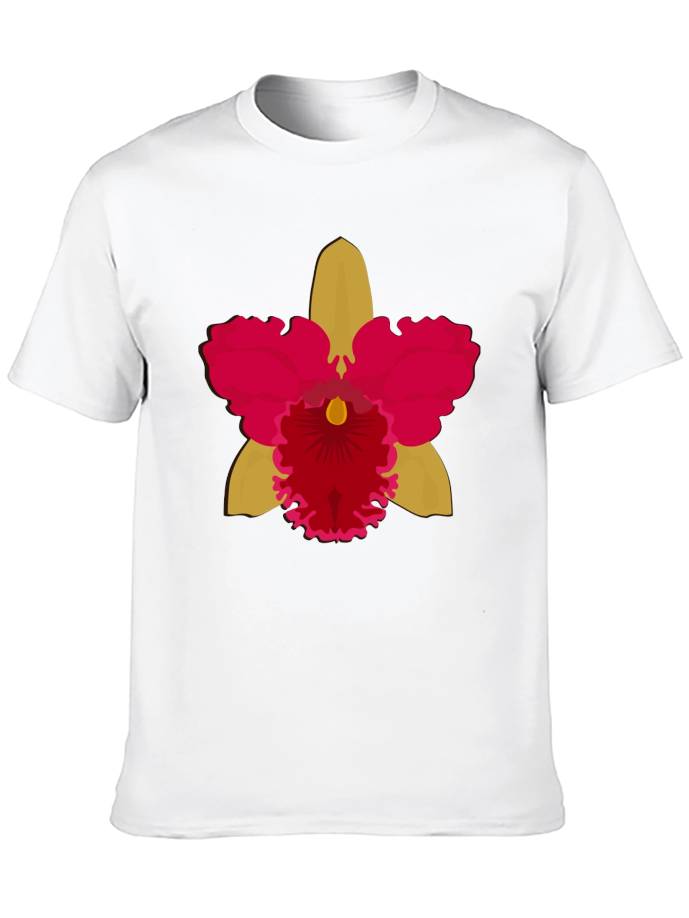 Black T-shirt with Bold Orchid Flower Design