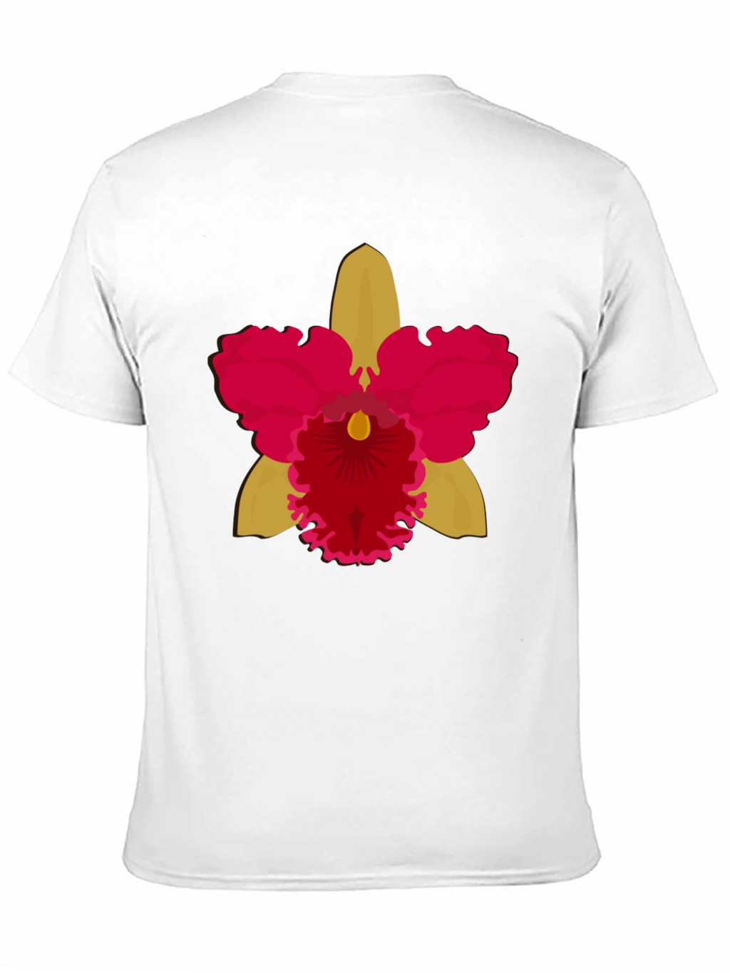 Black T-shirt with Bold Orchid Flower Design