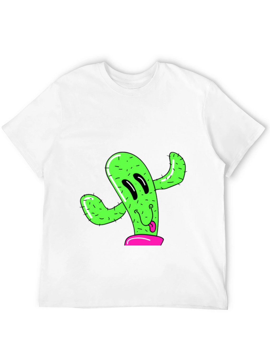 Fun Cactus Graphic Tee - Black Cotton T-Shirt