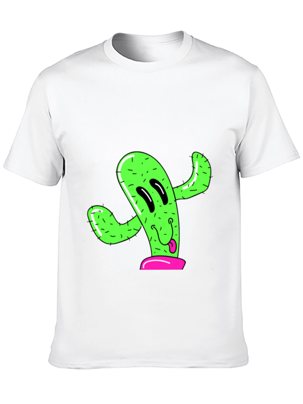 Fun Cactus Graphic Tee - Black Cotton T-Shirt