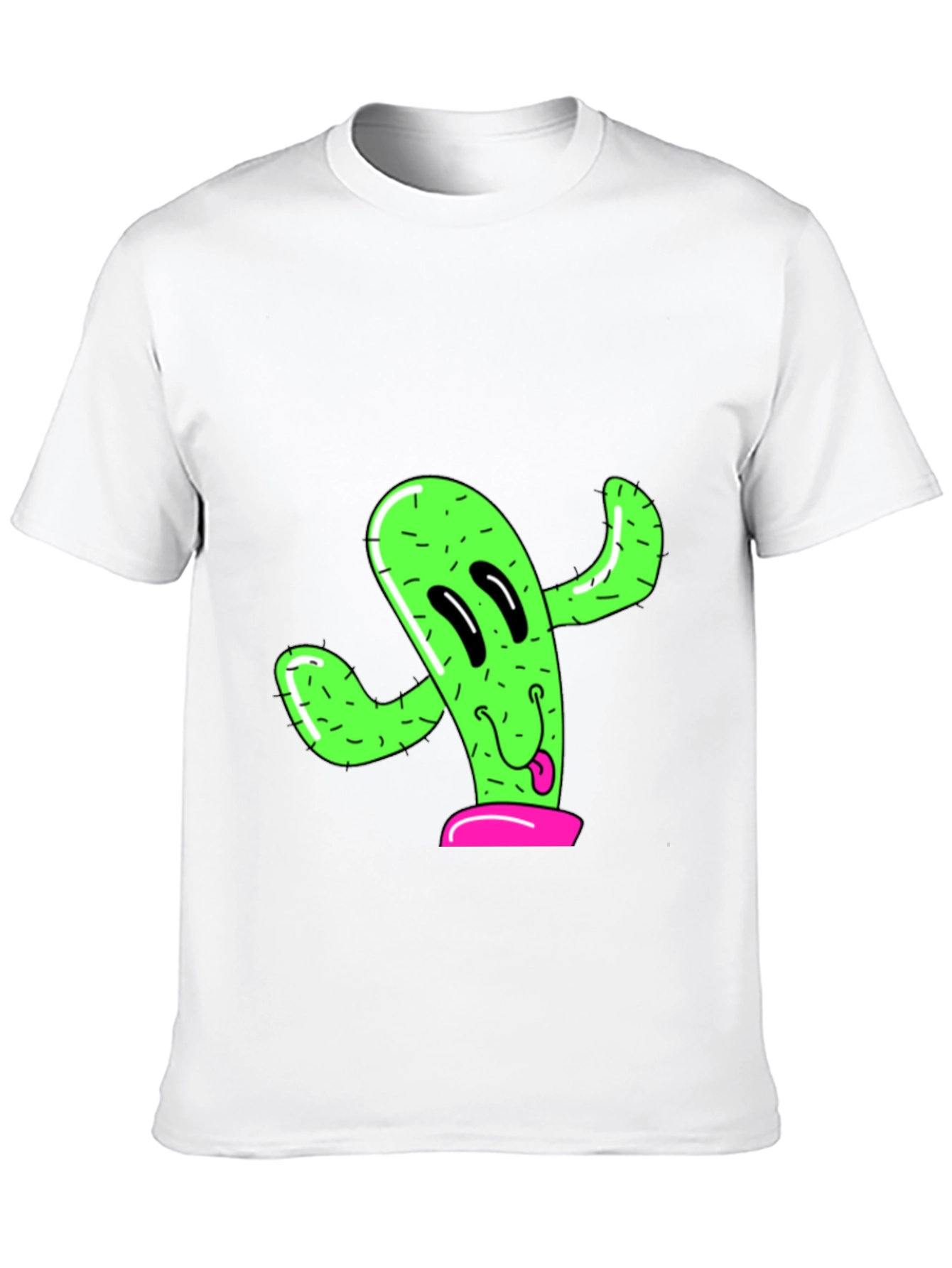 Fun Cactus Graphic Tee - Black Cotton T-Shirt