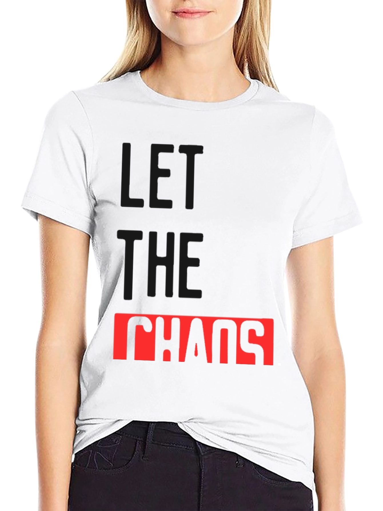 Let The Chaos Reign Black Graphic Tee