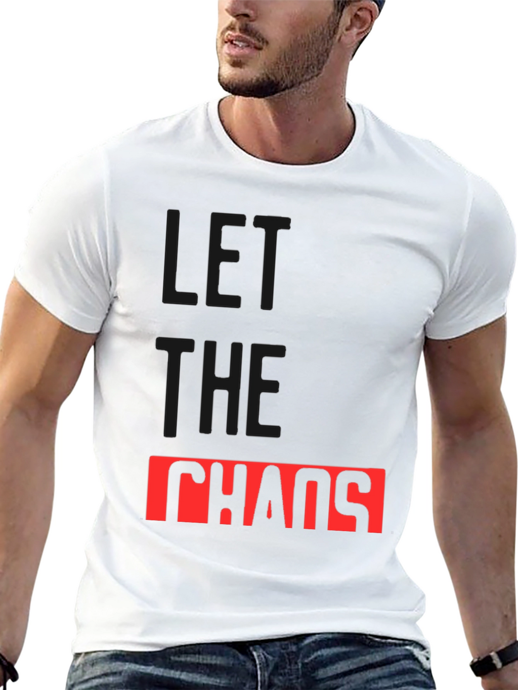 Let The Chaos Reign Black Graphic Tee