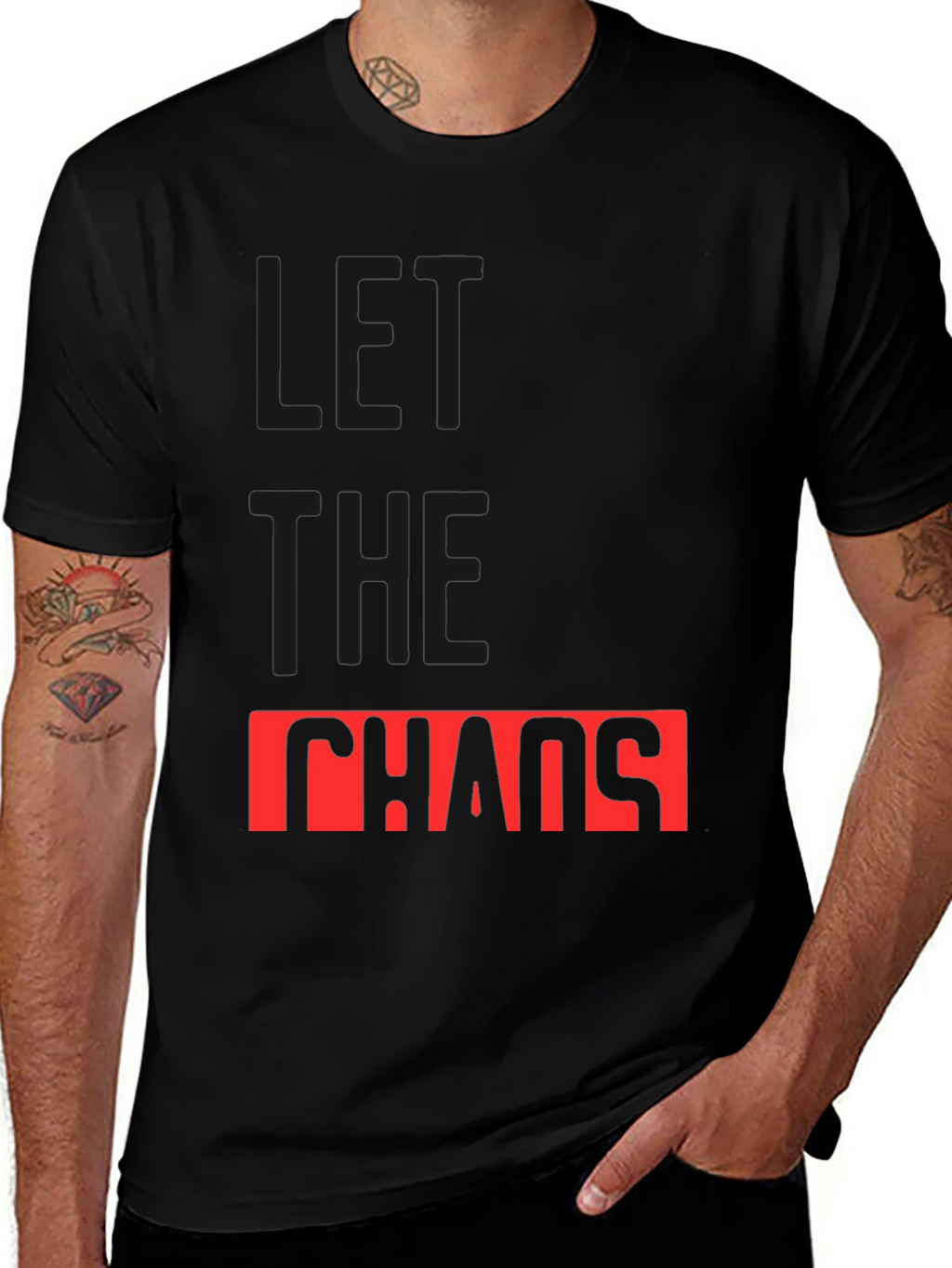 Let The Chaos Reign Black Graphic Tee