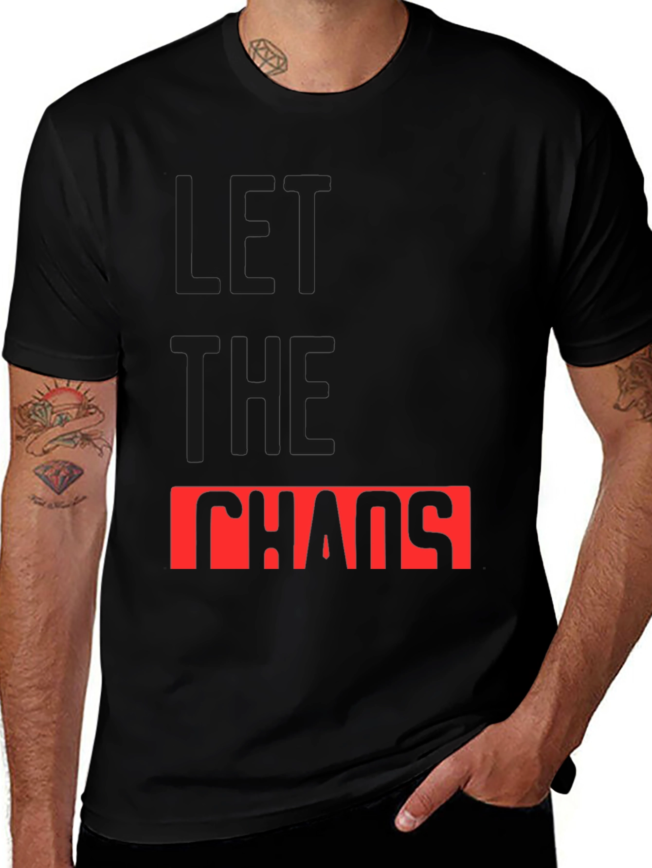 Let The Chaos Reign Black Graphic Tee