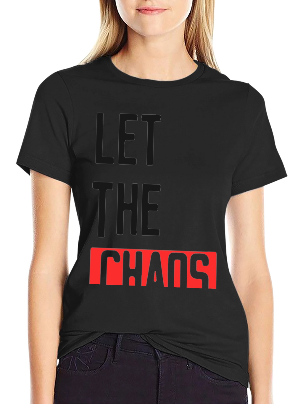 Let The Chaos Reign Black Graphic Tee