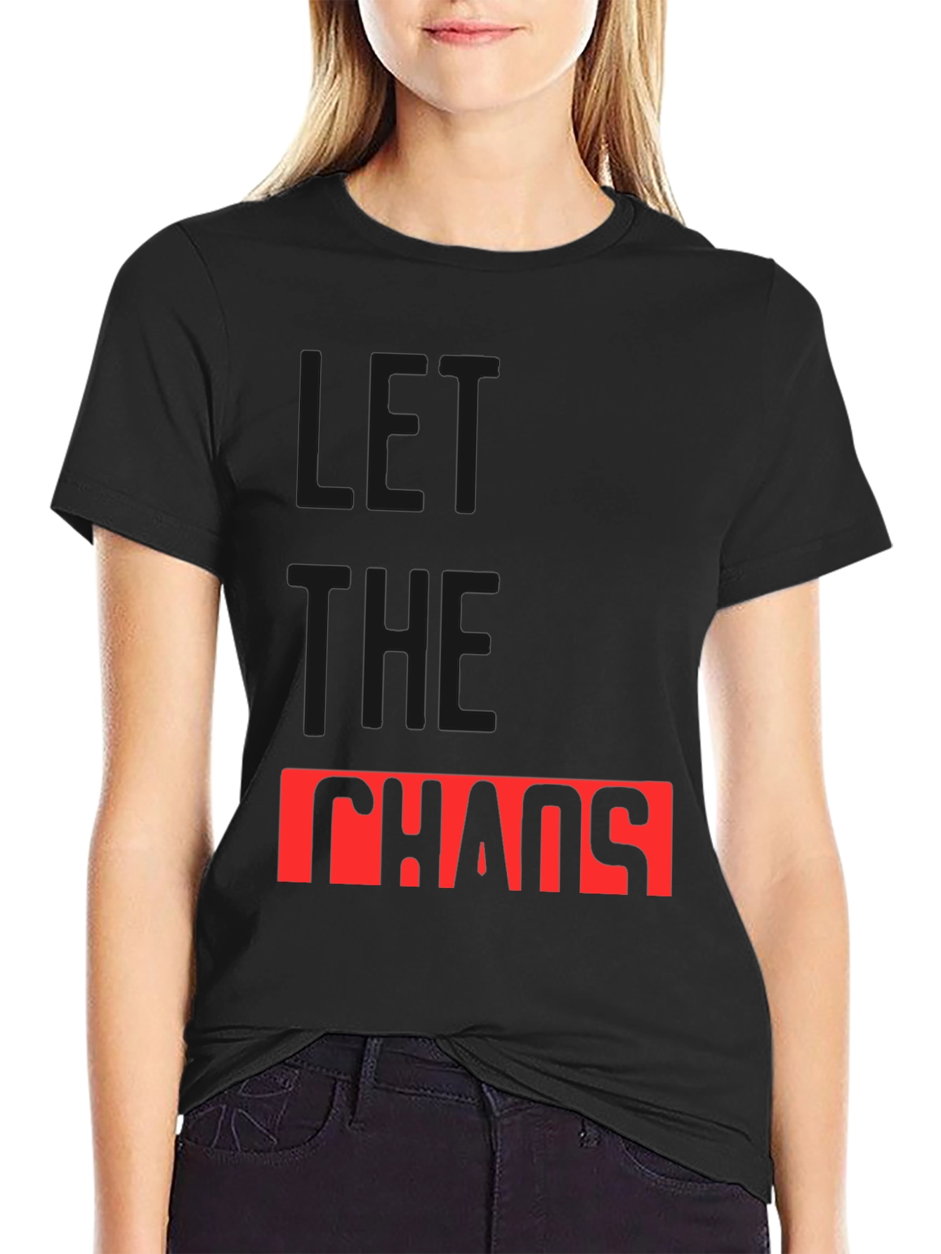 Let The Chaos Reign Black Graphic Tee