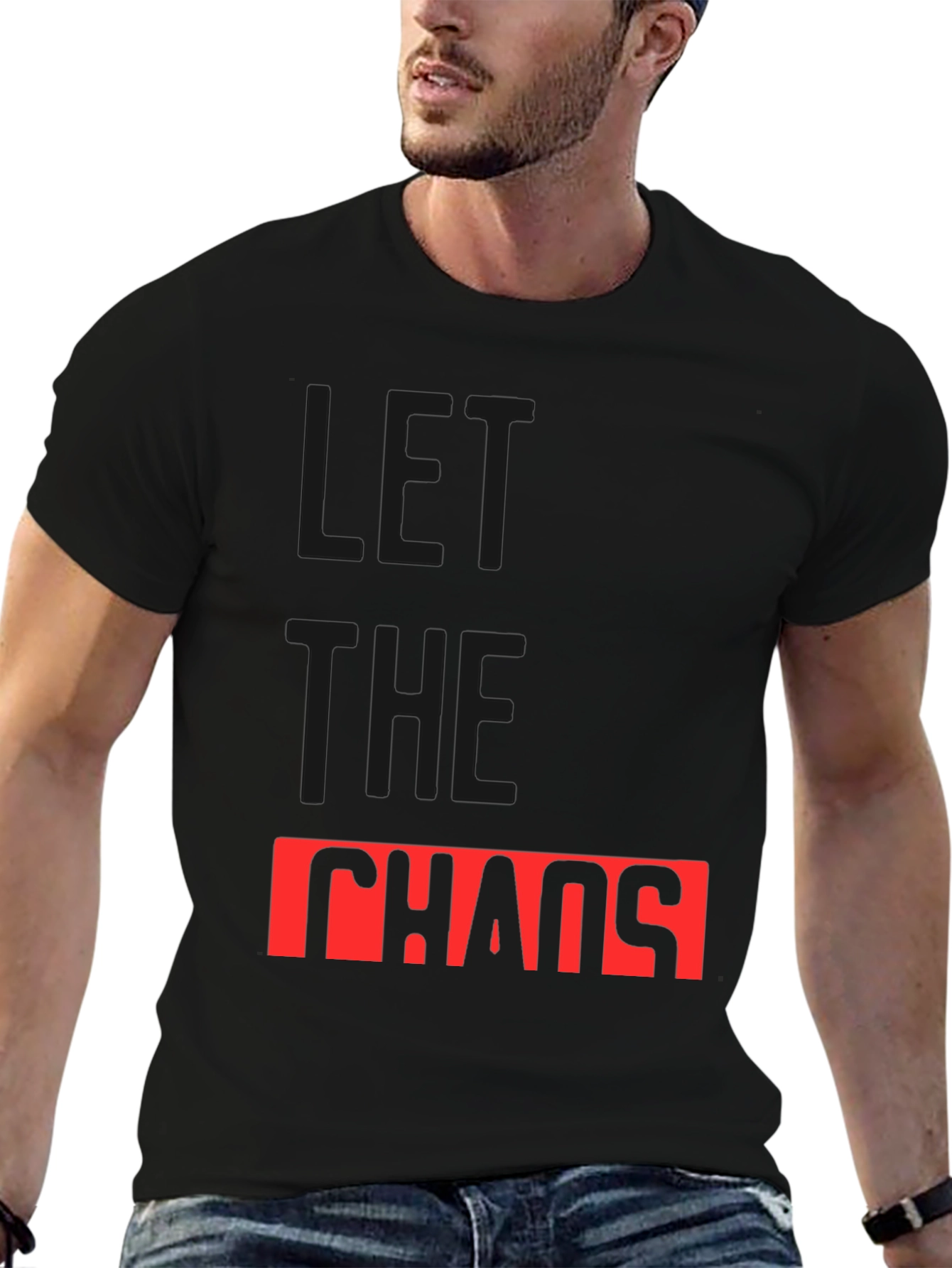 Let The Chaos Reign Black Graphic Tee