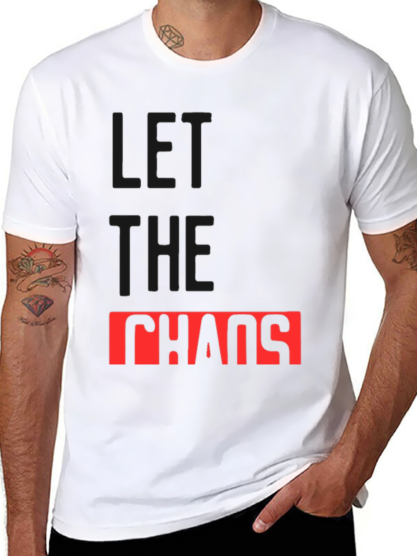 Let The Chaos Reign Black Graphic Tee
