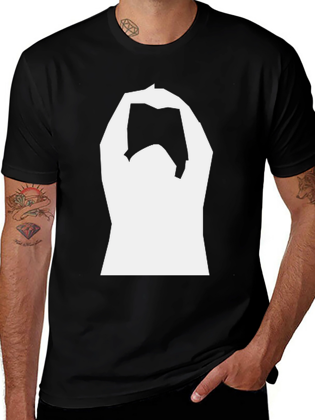 Black T-Shirt with White Graphic Design