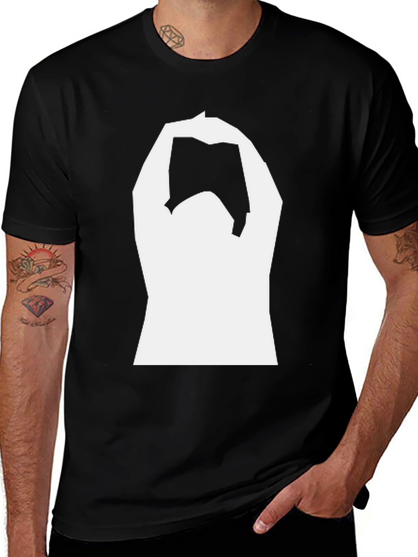 Black T-Shirt with White Graphic Design