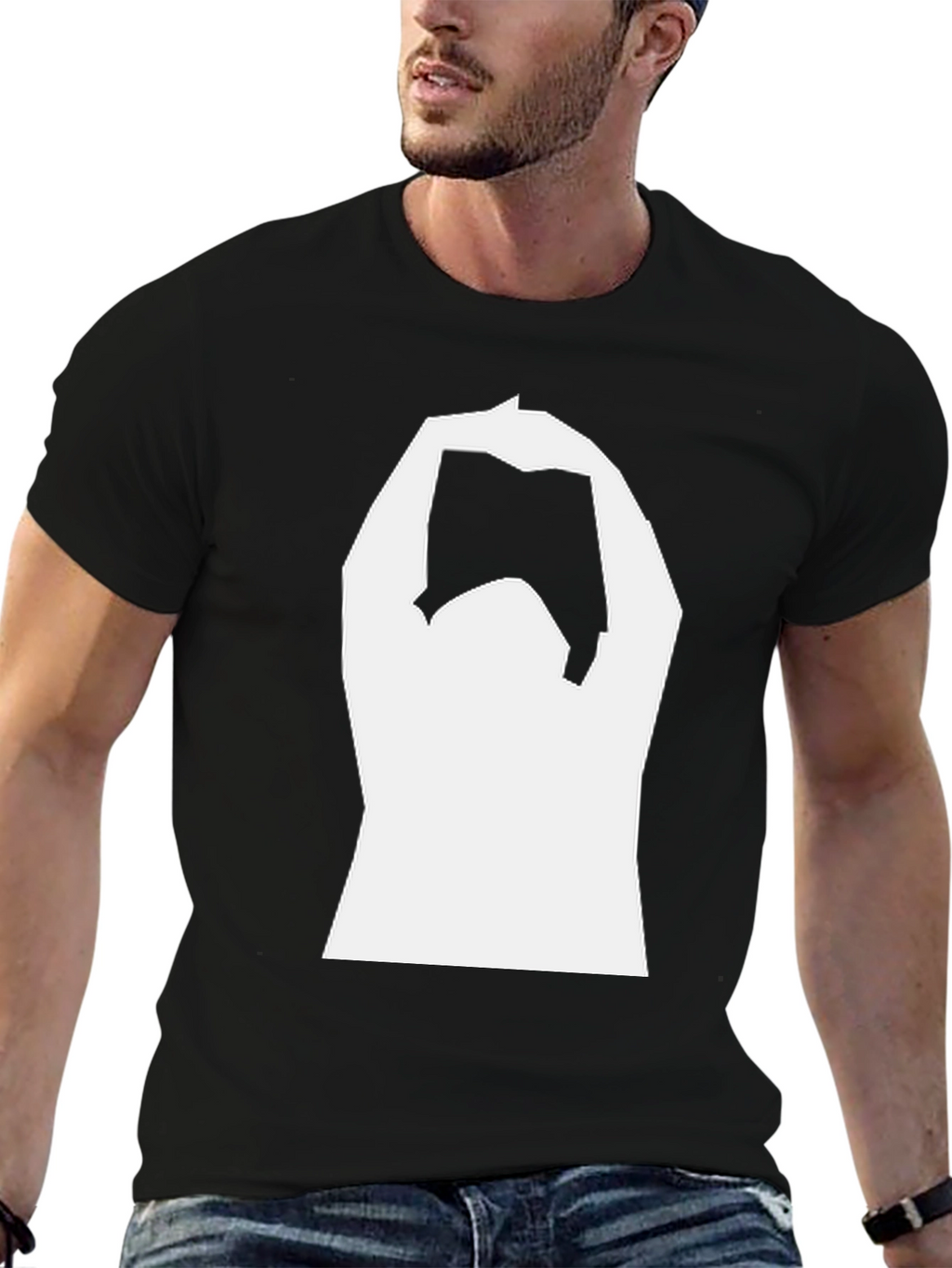 Black T-Shirt with White Graphic Design