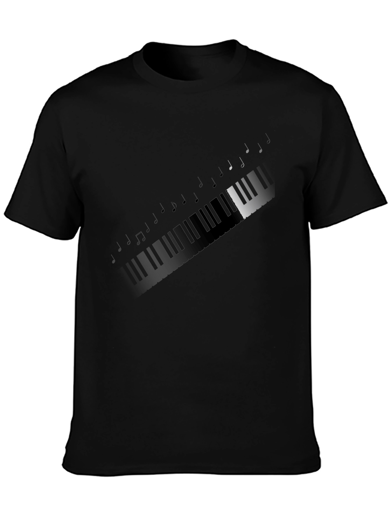 Piano Keys & Notes Graphic T-Shirt - Black