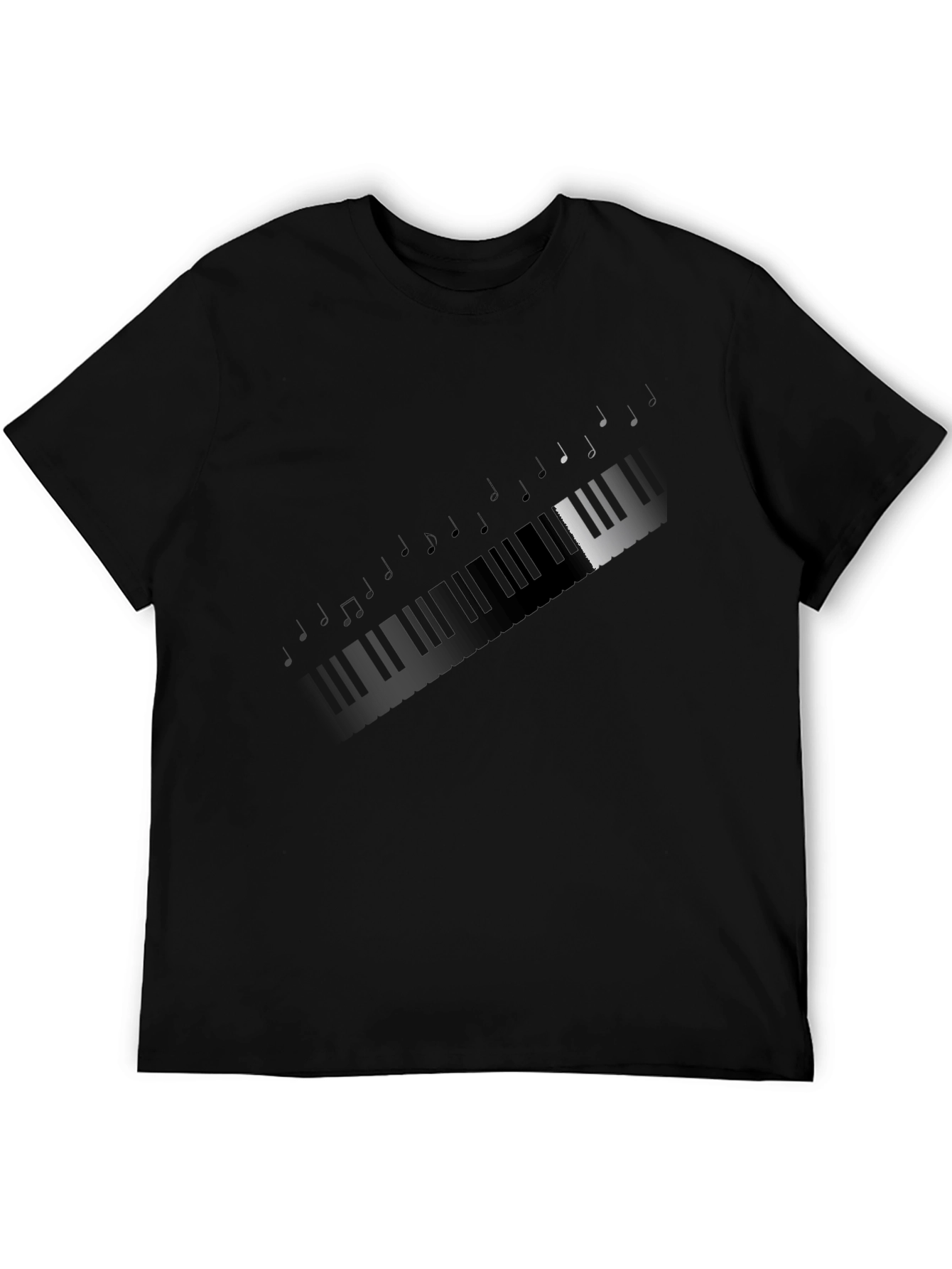 Piano Keys & Notes Graphic T-Shirt - Black