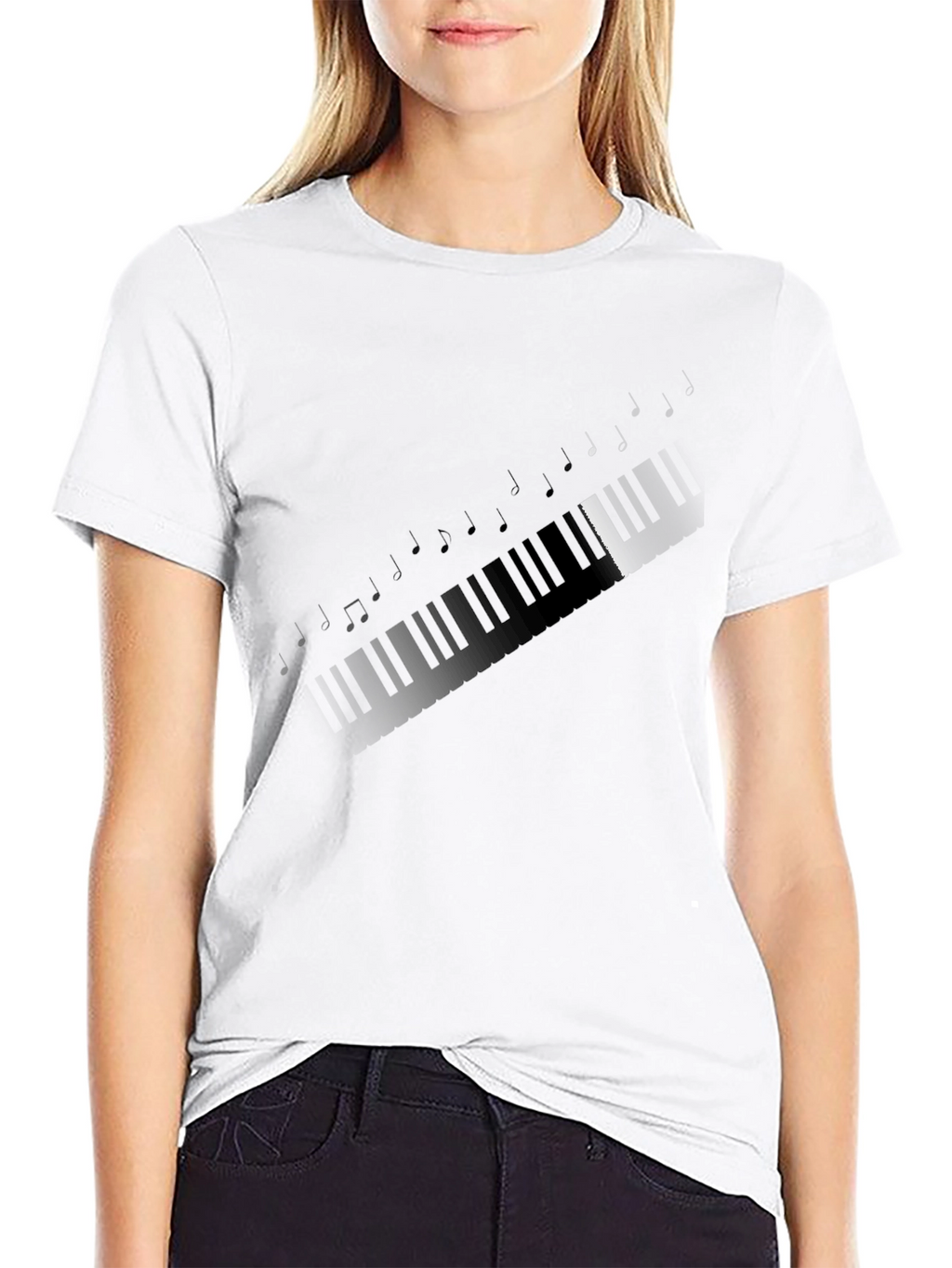 Piano Keys & Notes Graphic T-Shirt - Black