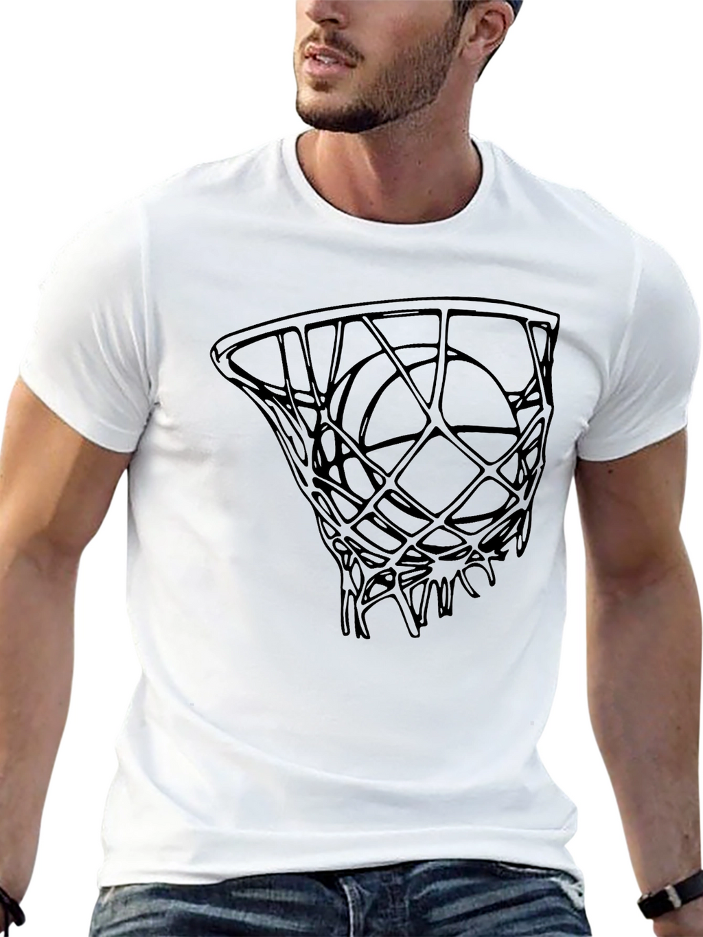 Basketball Hoop Graphic Tee - Black