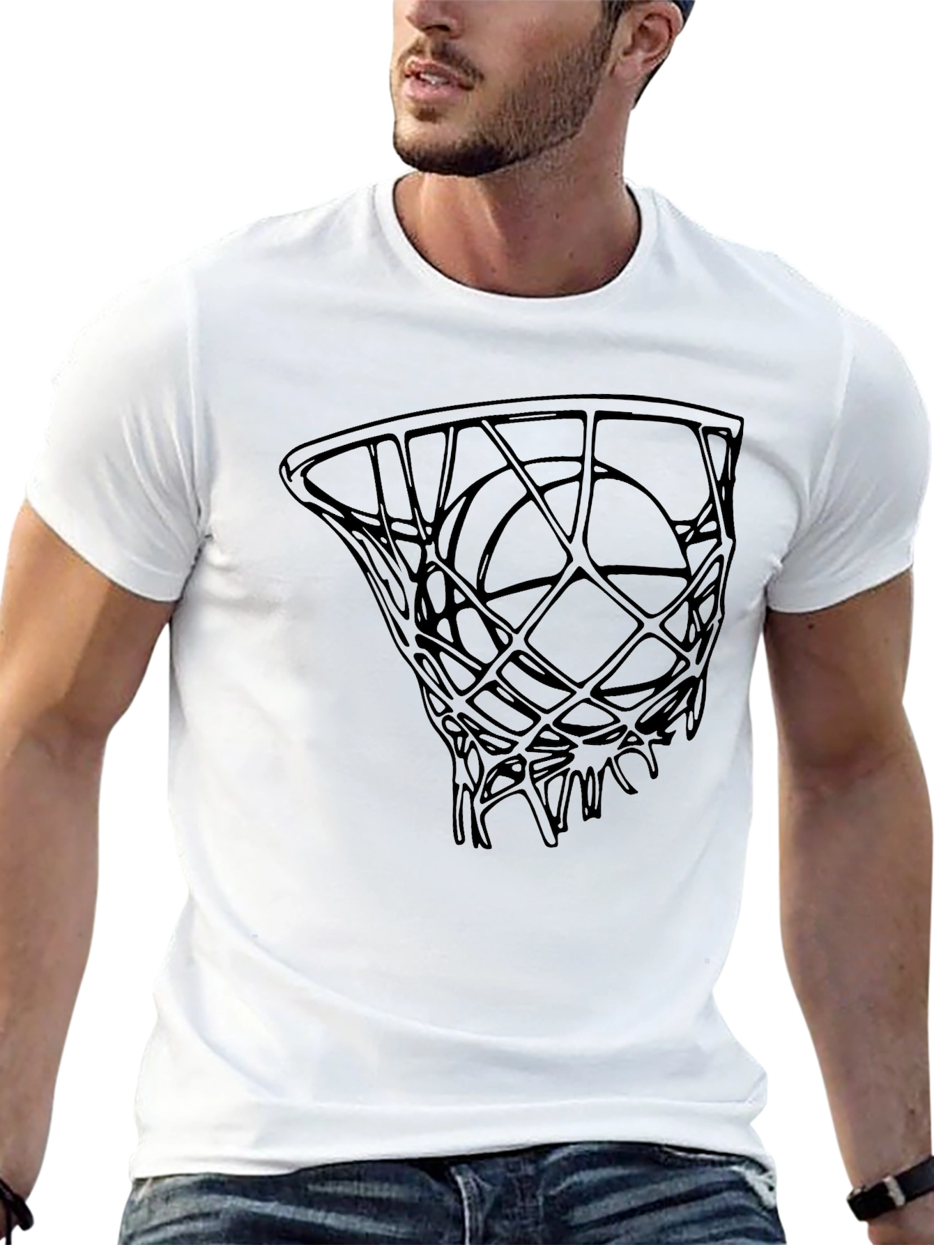 Basketball Hoop Graphic Tee - Black