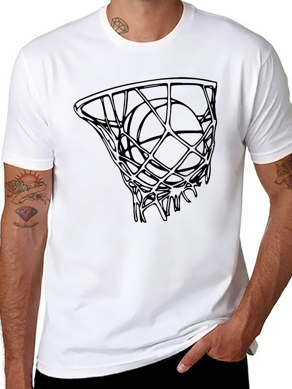 Basketball Hoop Graphic Tee - Black