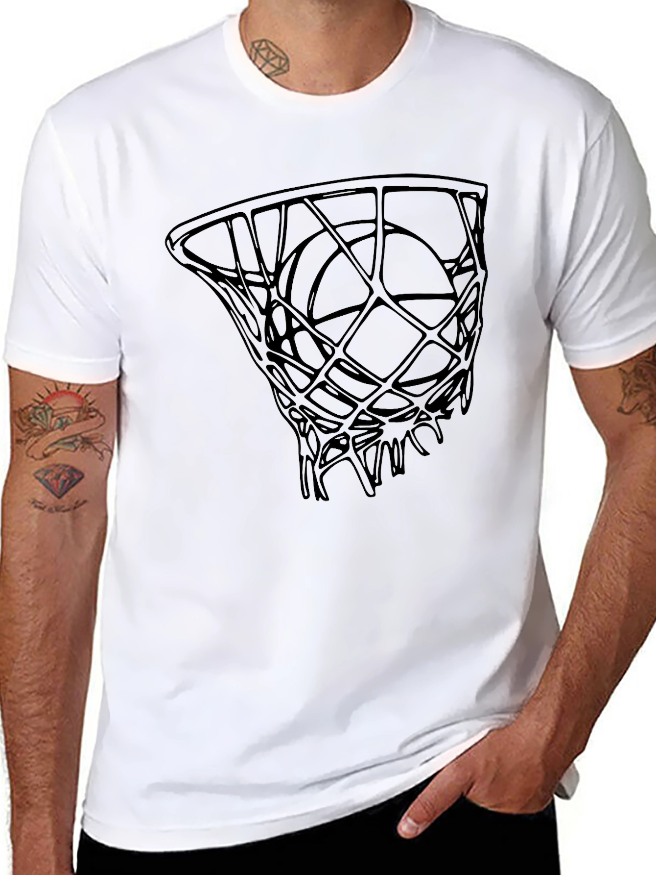 Basketball Hoop Graphic Tee - Black
