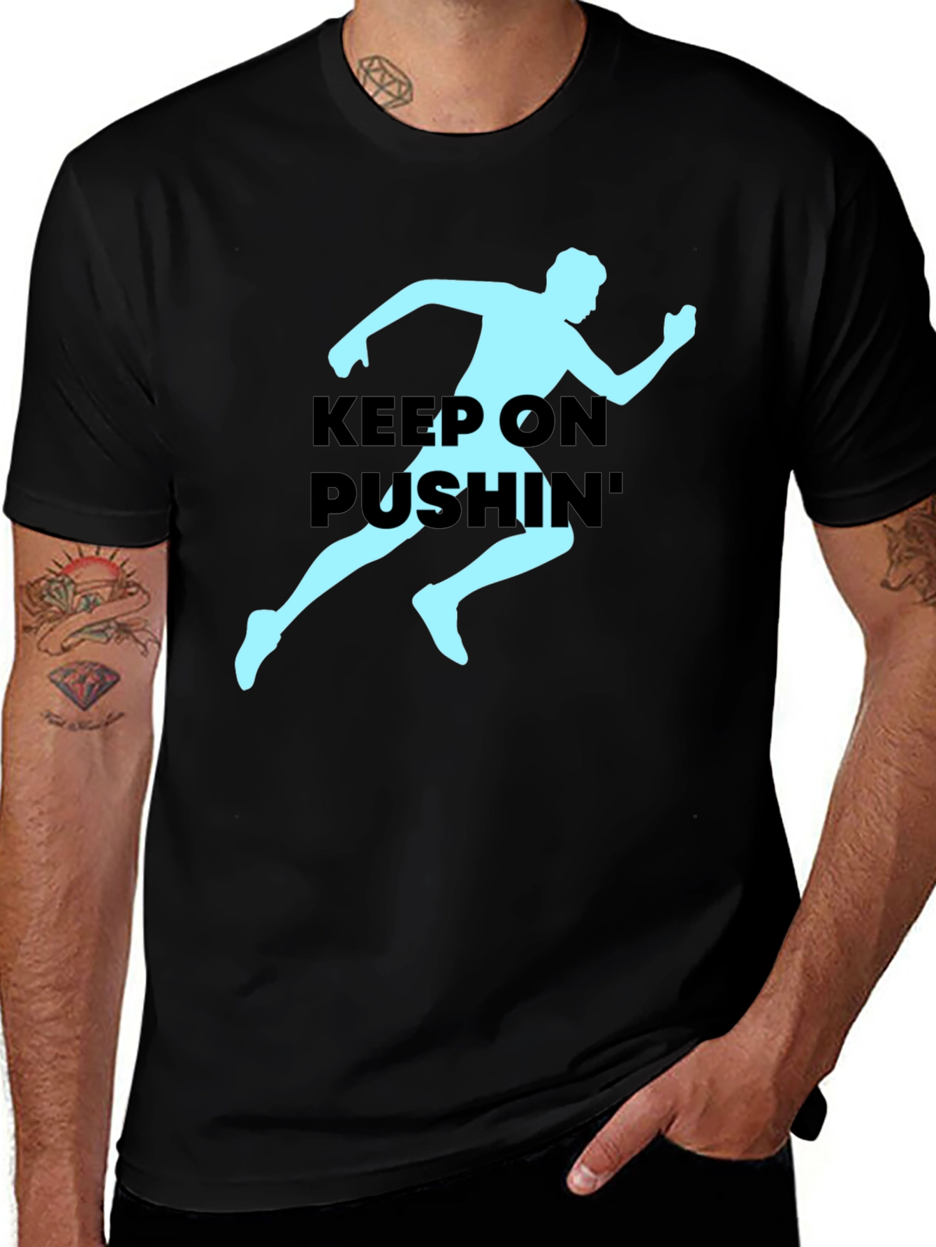 Keep On Pushin Runner Graphic Tee - Black