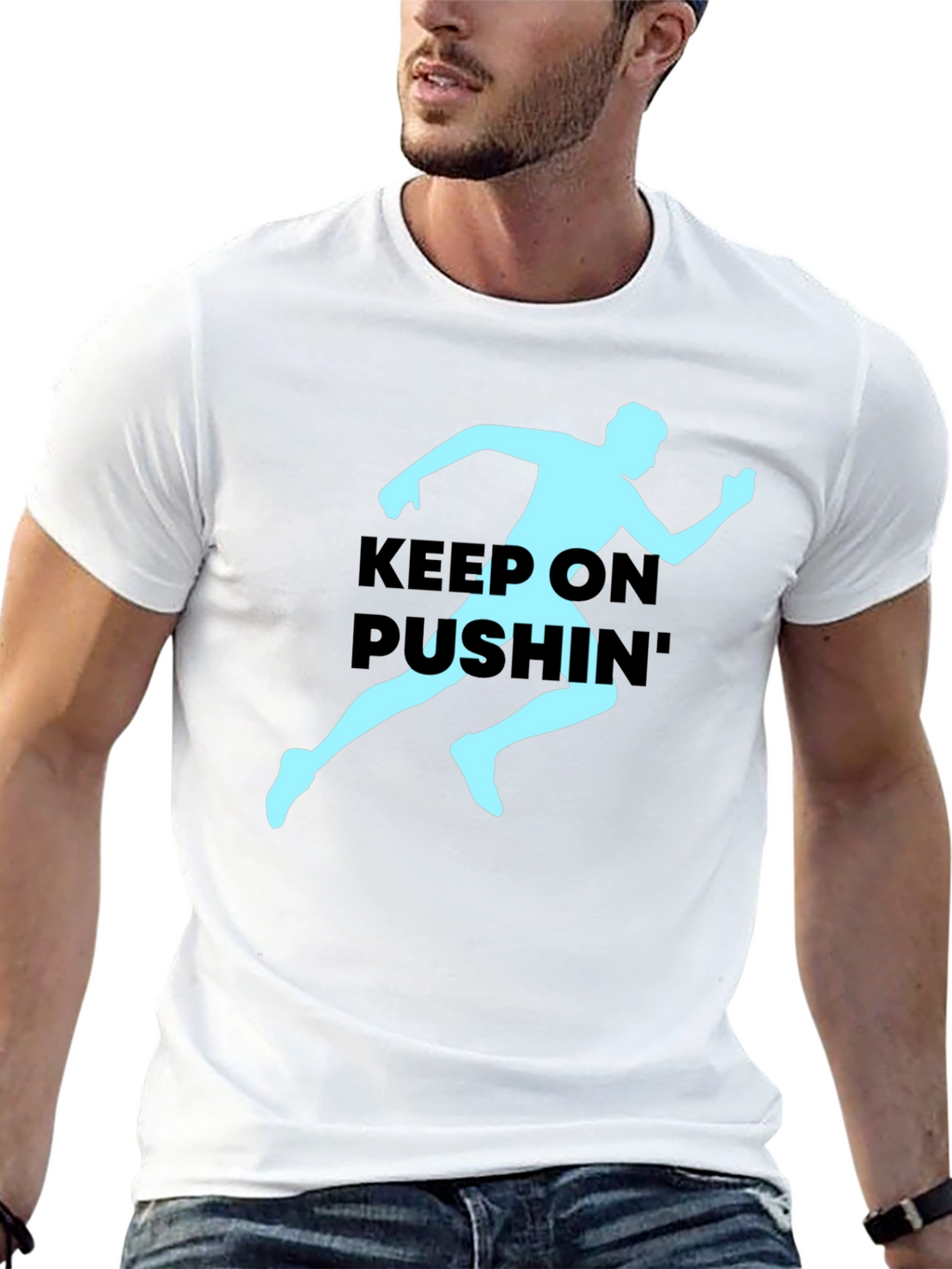 Keep On Pushin Runner Graphic Tee - Black