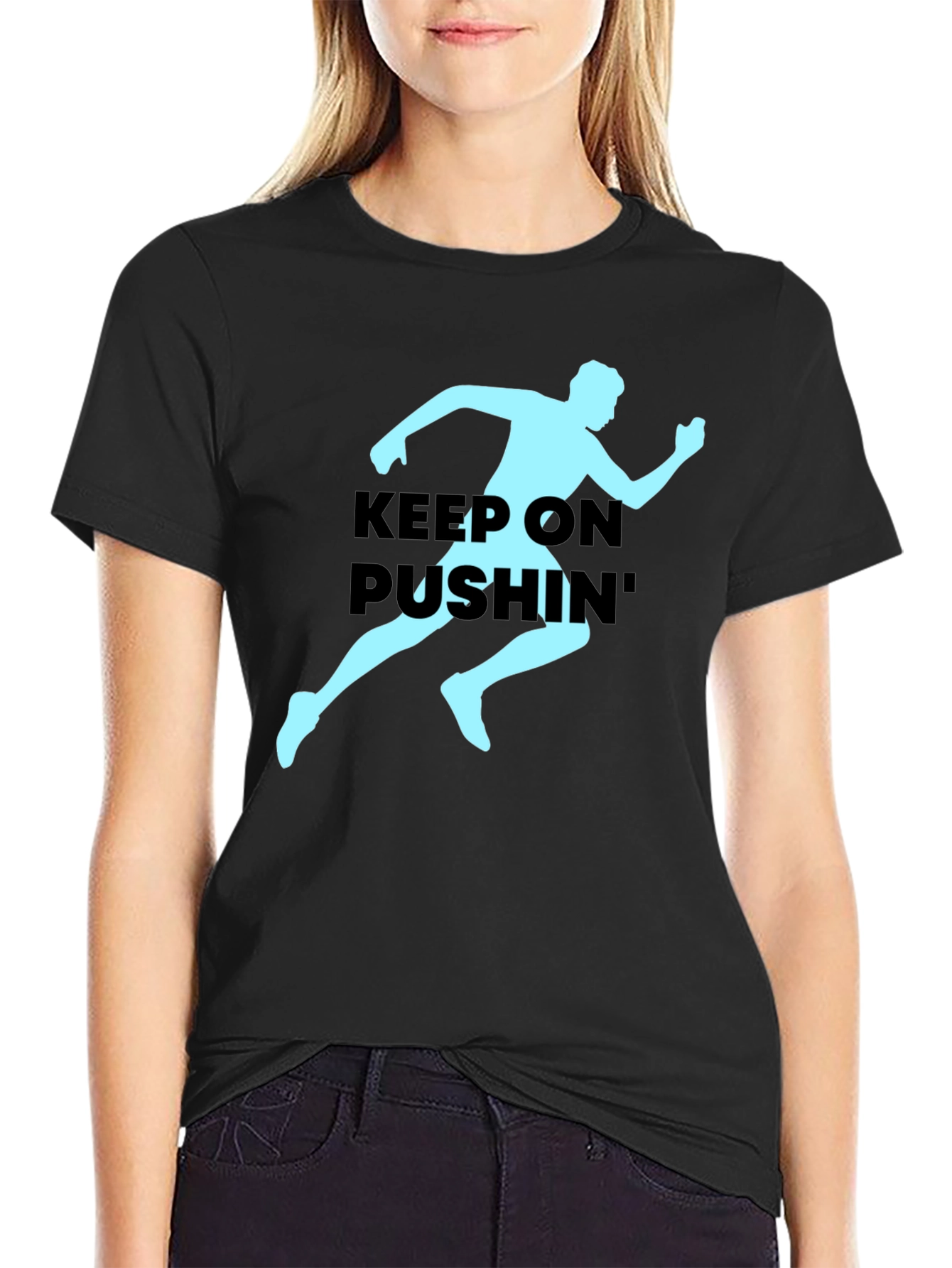 Keep On Pushin Runner Graphic Tee - Black