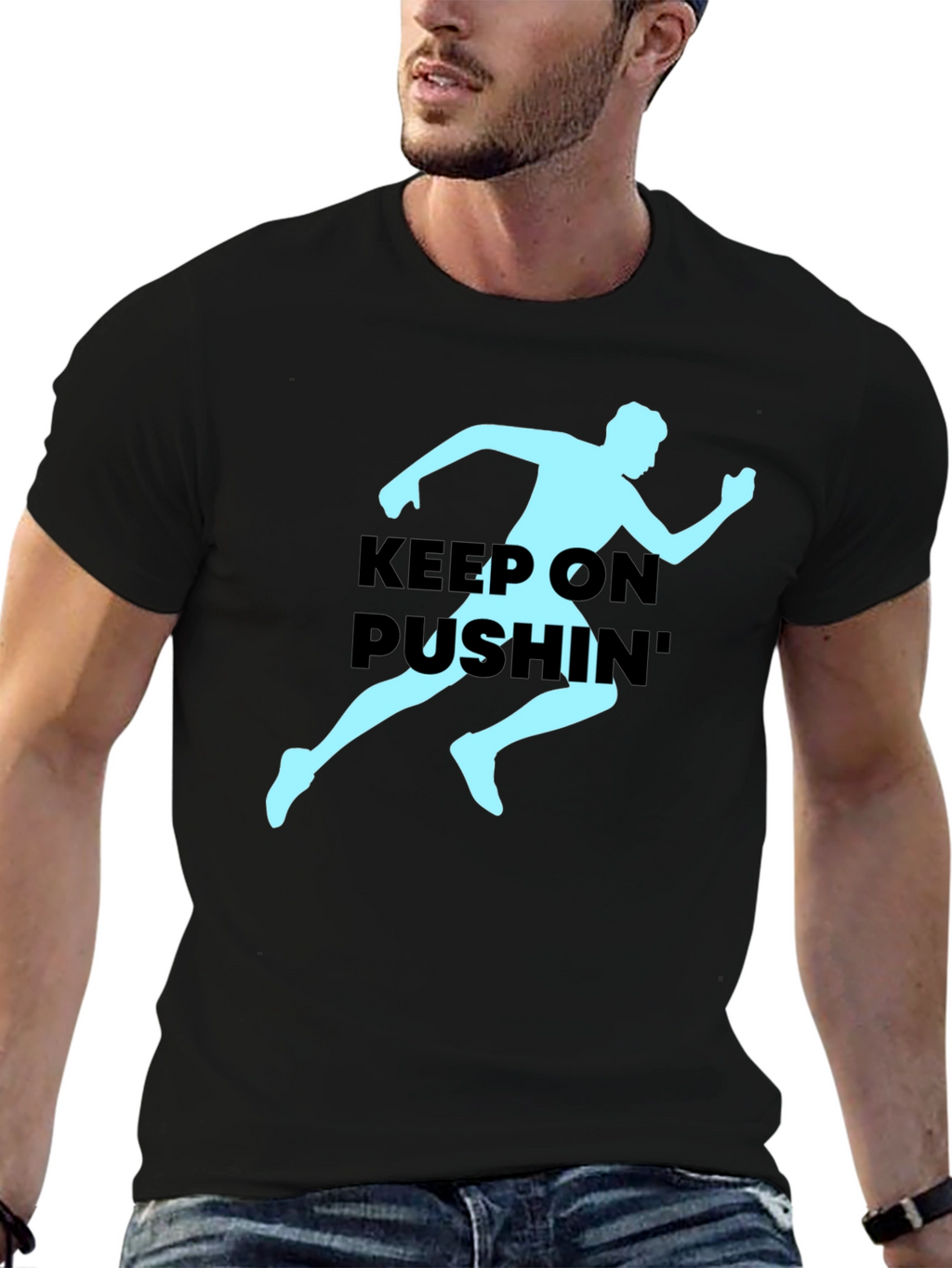Keep On Pushin Runner Graphic Tee - Black