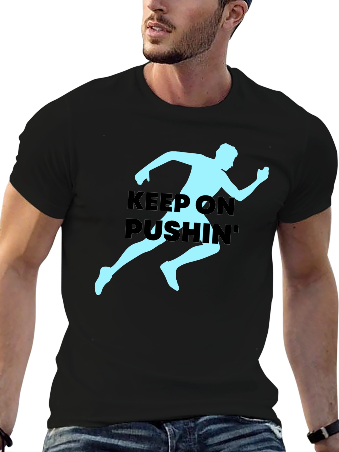 Keep On Pushin Runner Graphic Tee - Black