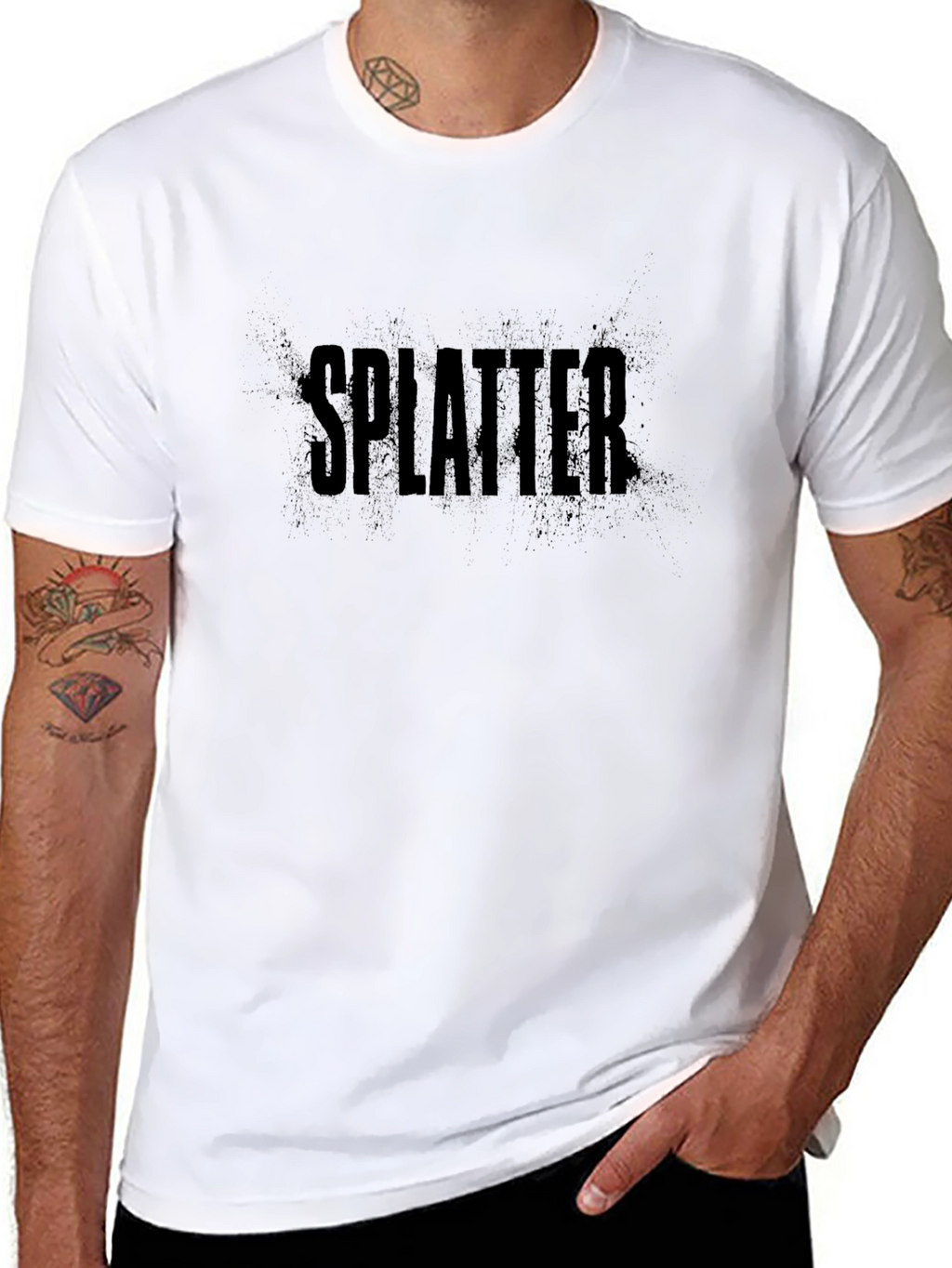 Splatter Graphic Tee - Mens Black Crew Neck T-Shirt