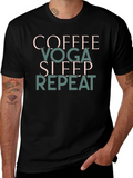 Coffee Yoga Sleep Repeat T-Shirt Black