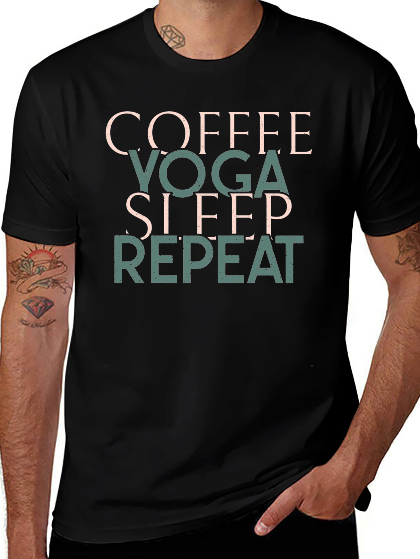 Coffee Yoga Sleep Repeat T-Shirt Black