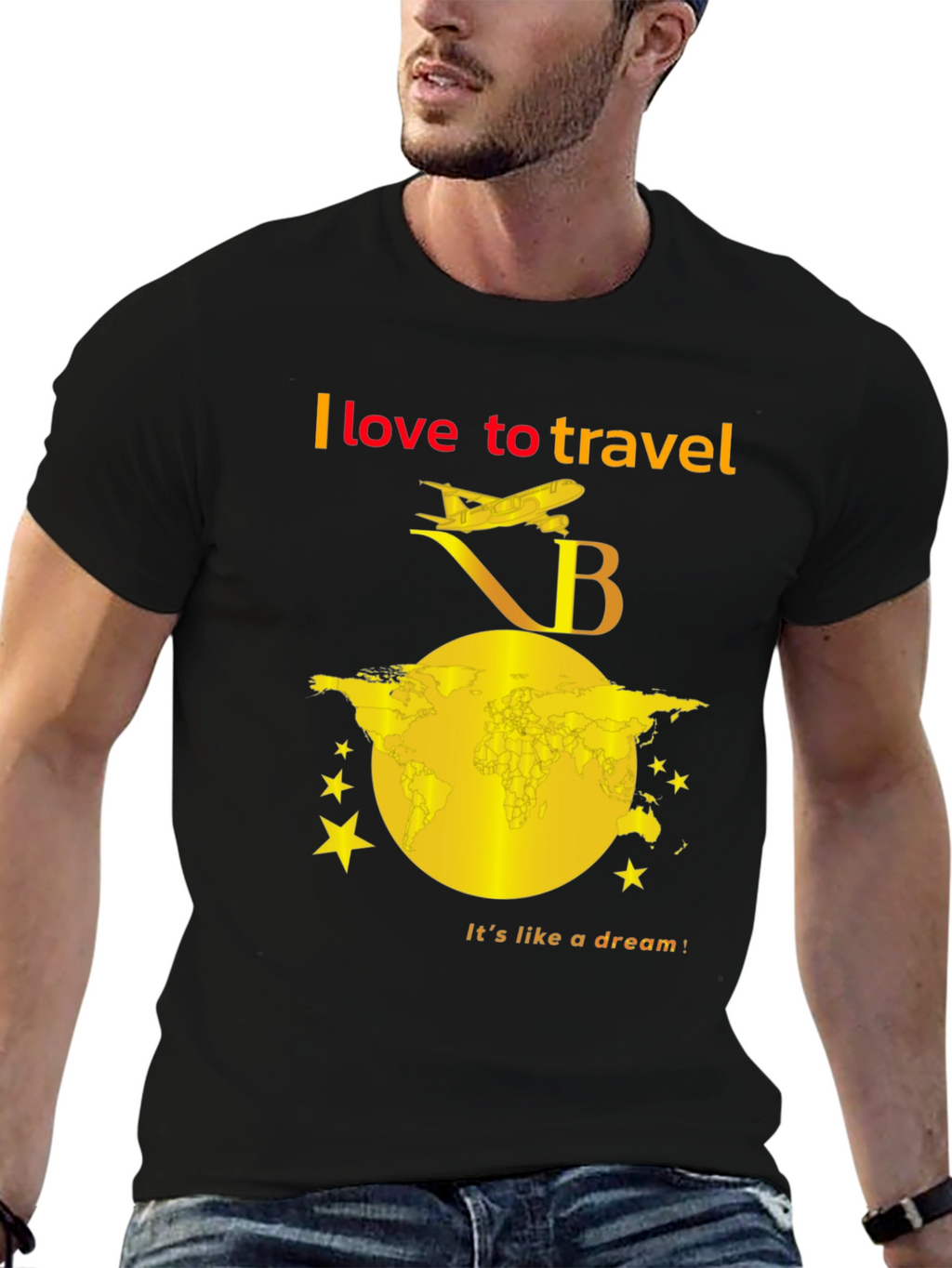 I Love To Travel Black T-Shirt