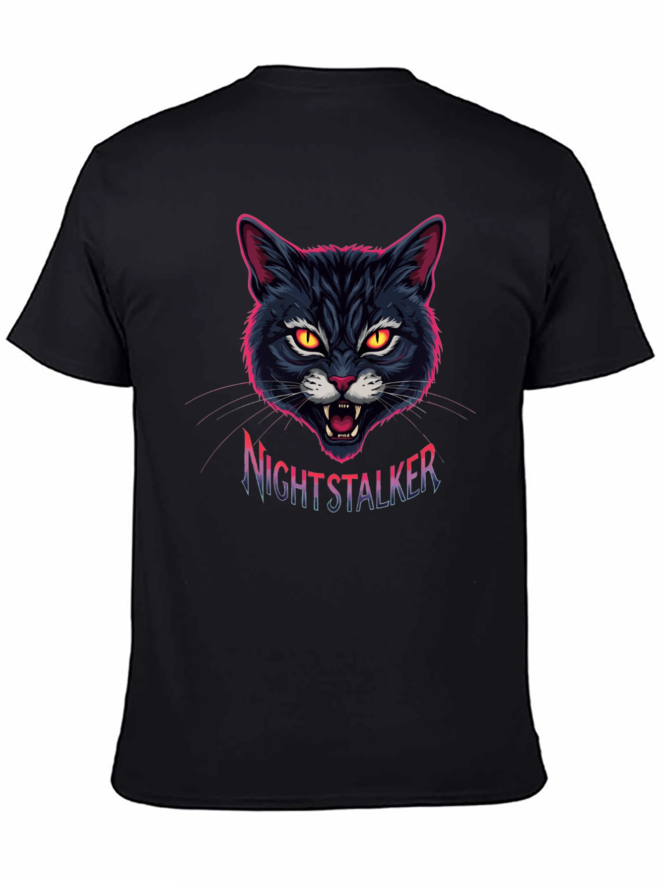Nightstalker Cat Graphic T-Shirt - Mens Black Tee