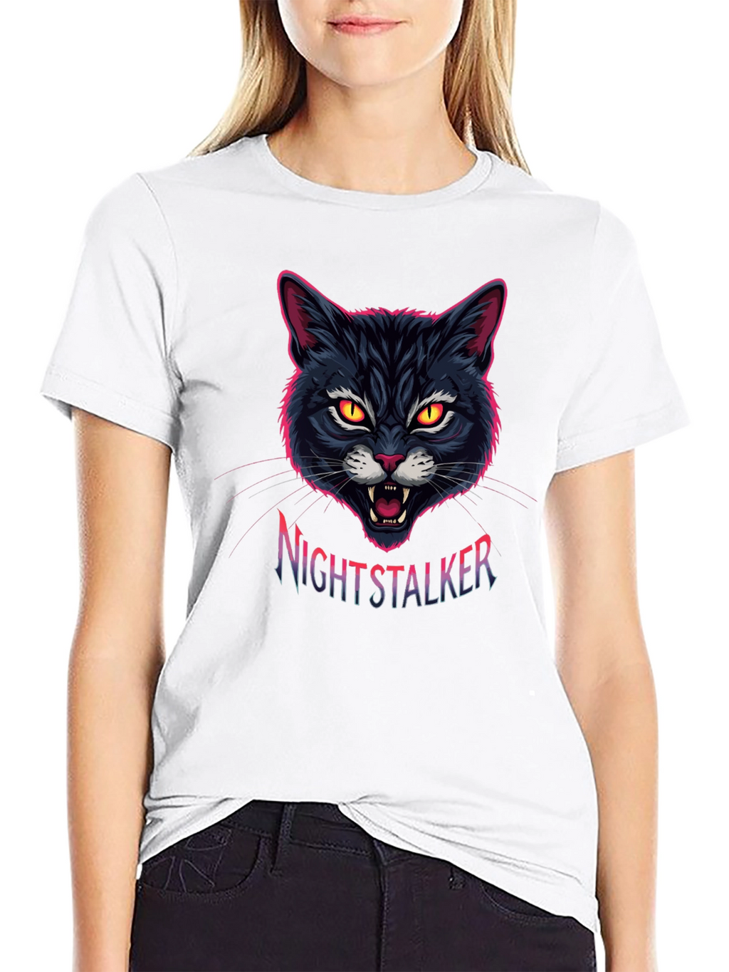 Nightstalker Cat Graphic T-Shirt - Mens Black Tee