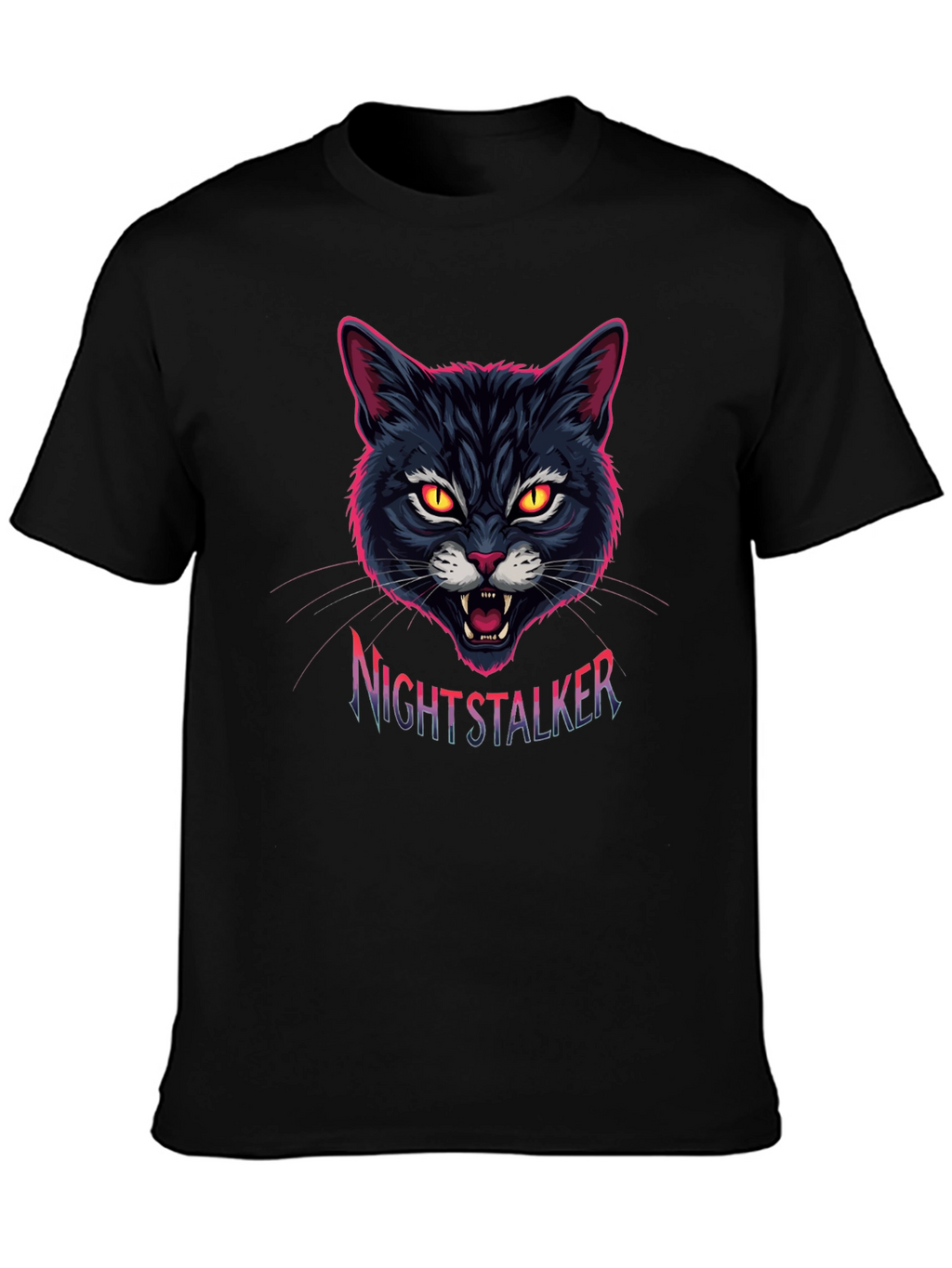 Nightstalker Cat Graphic T-Shirt - Mens Black Tee