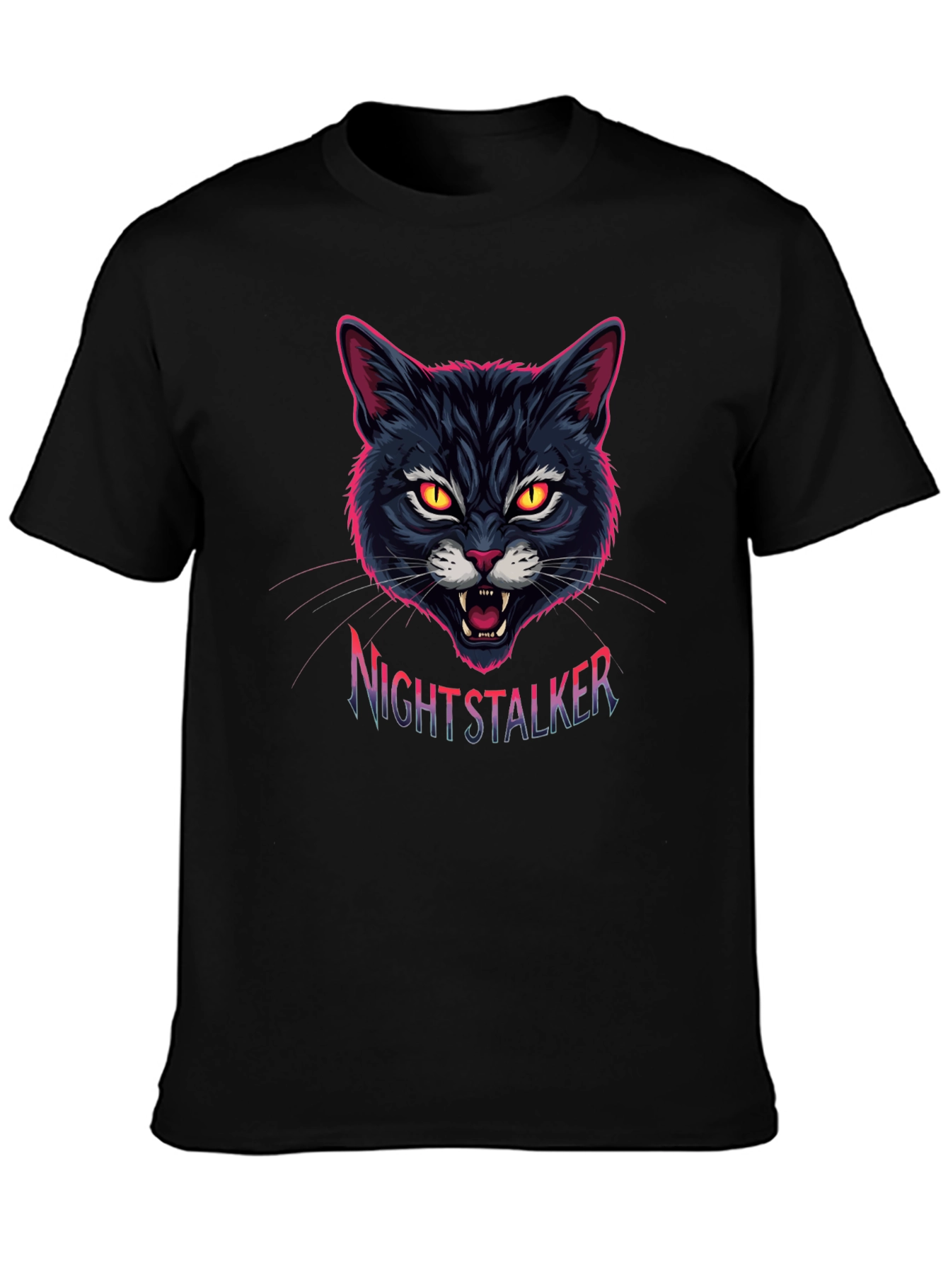 Nightstalker Cat Graphic T-Shirt - Mens Black Tee