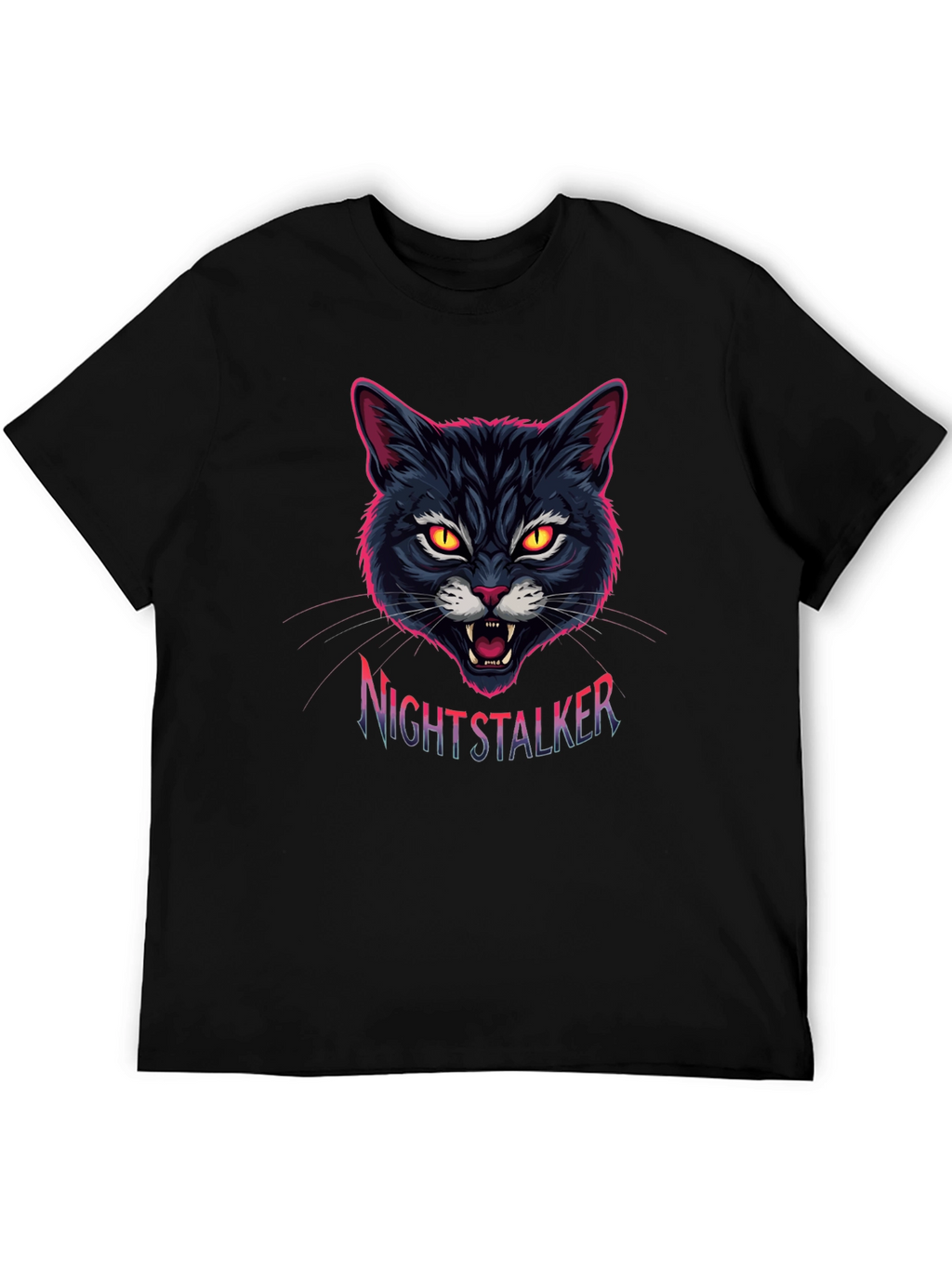 Nightstalker Cat Graphic T-Shirt - Mens Black Tee