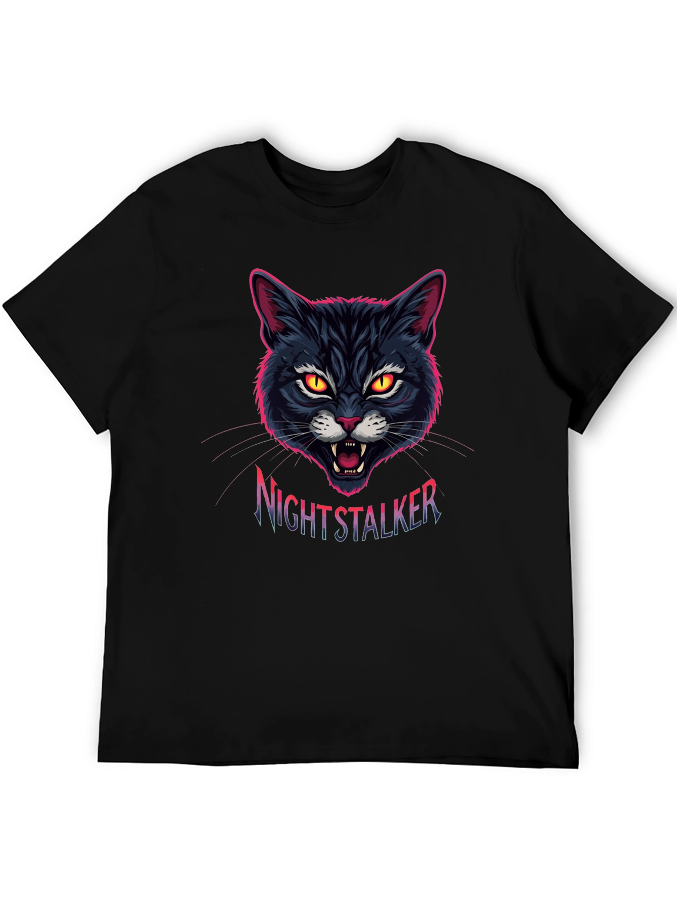 Nightstalker Cat Graphic T-Shirt - Mens Black Tee
