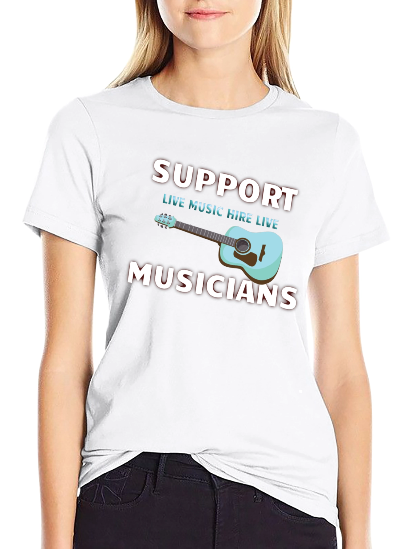 Support Musicians Black Graphic Tee