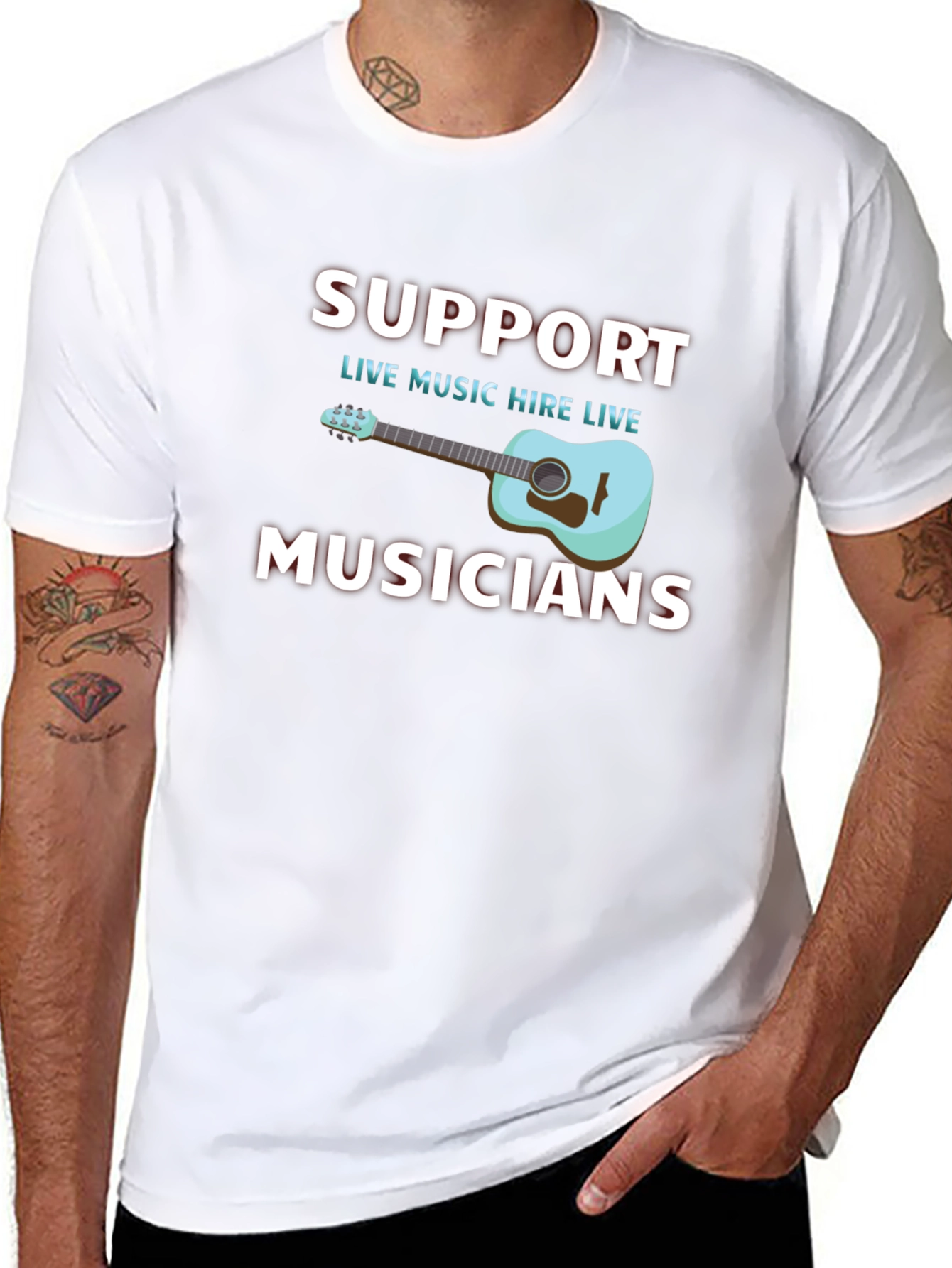Support Musicians Black Graphic Tee