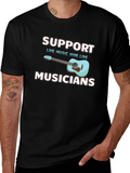 Support Musicians Black Graphic Tee