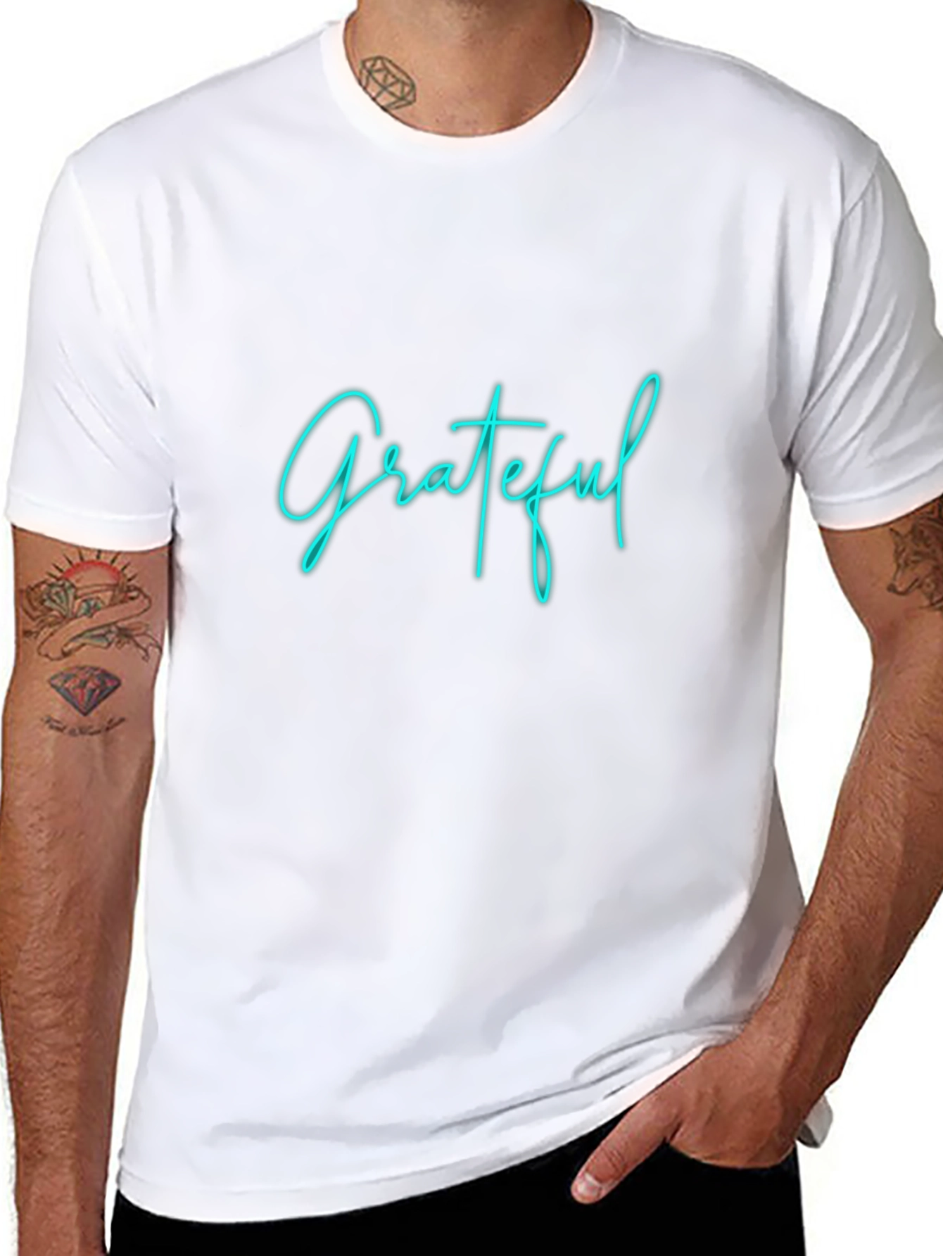 Grateful Graphic Tee - Black Crew Neck T-Shirt