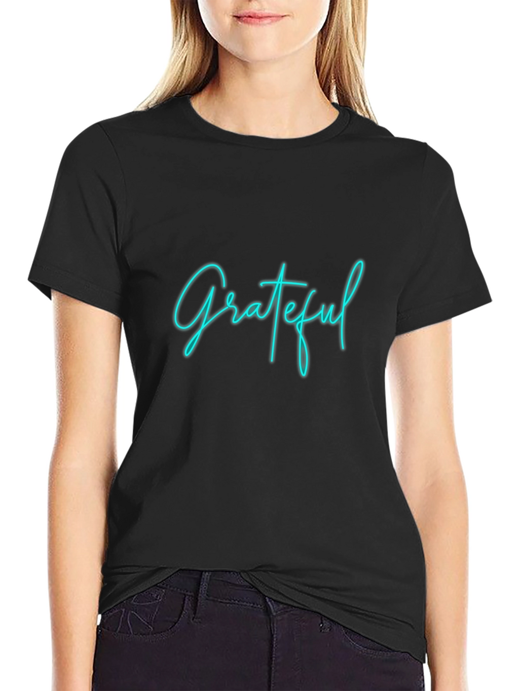 Grateful Graphic Tee - Black Crew Neck T-Shirt