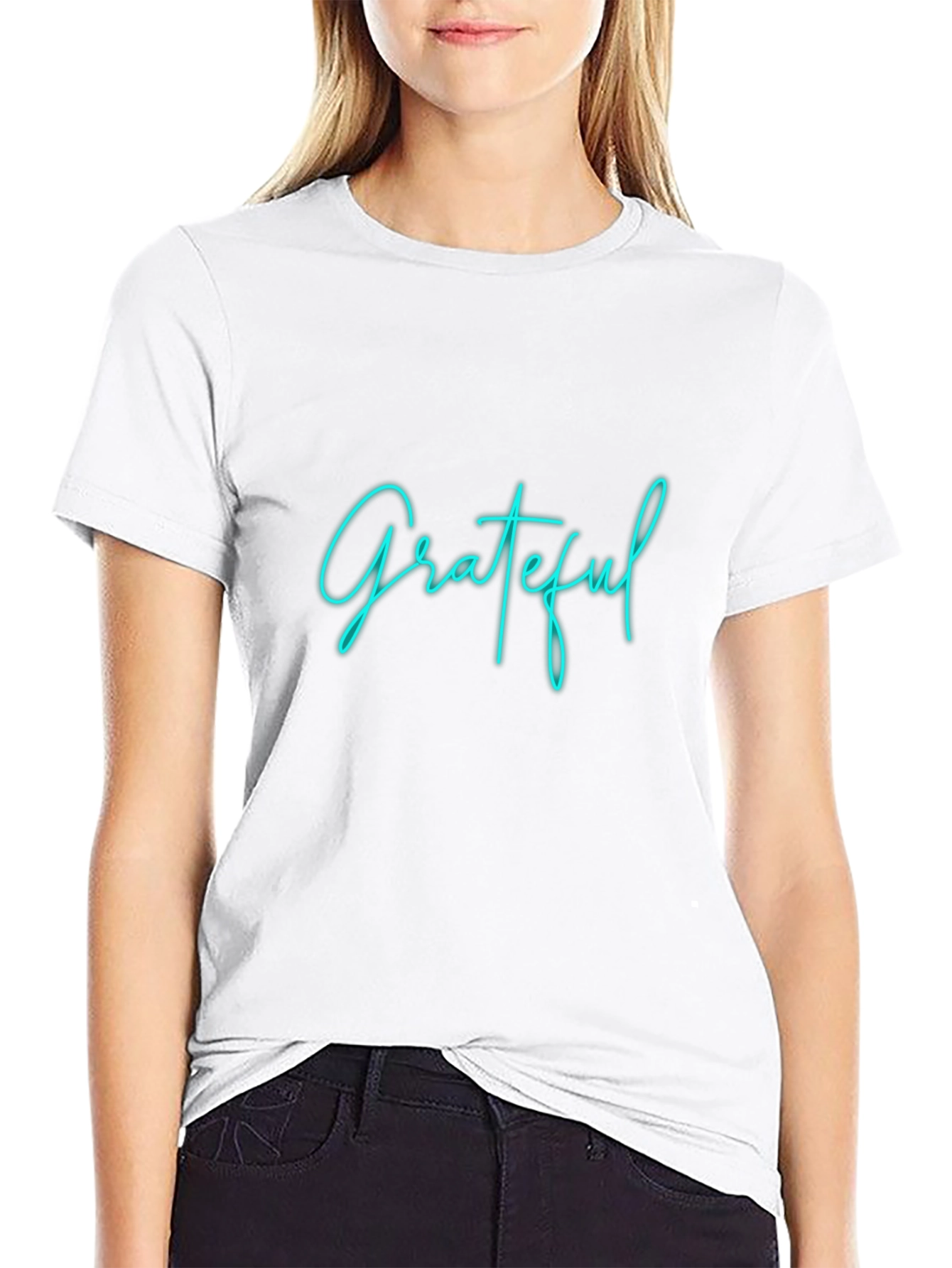 Grateful Graphic Tee - Black Crew Neck T-Shirt