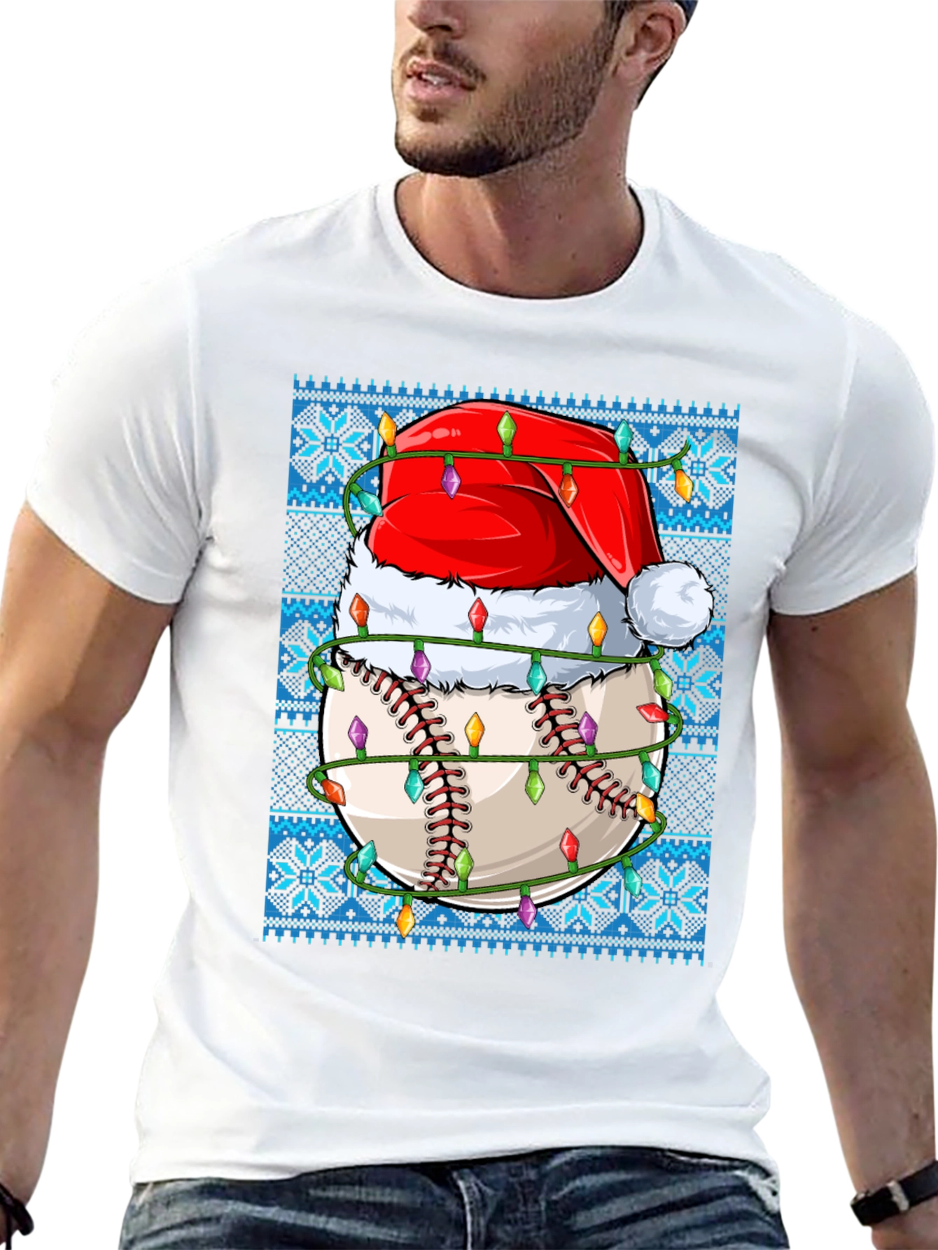 Festive Baseball Santa Hat T-Shirt